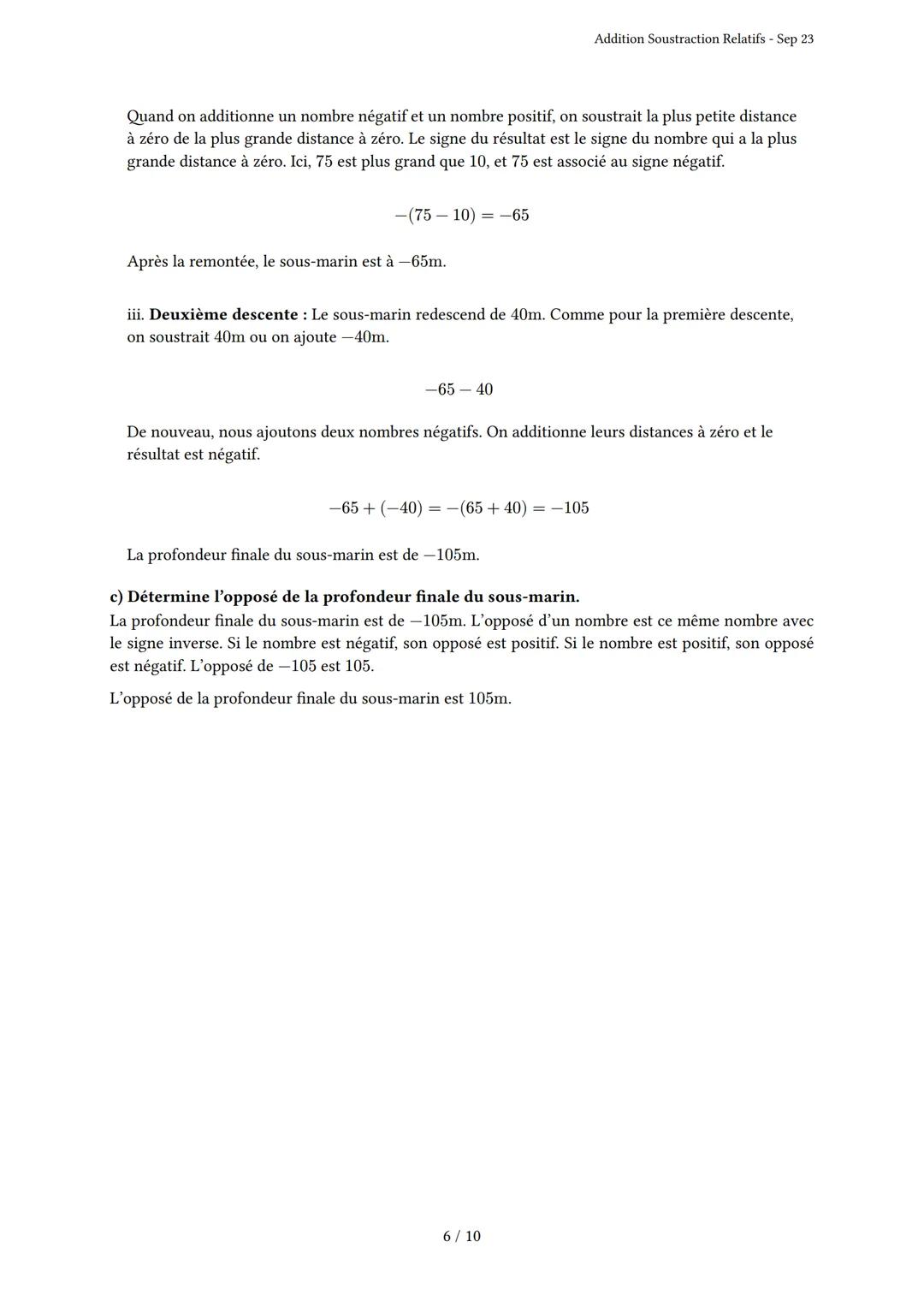 # Addition Soustraction Relatifs

Généré par Knowunity.fr - Sep 23

Description: Cet examen couvre l'addition et la soustraction des nombres