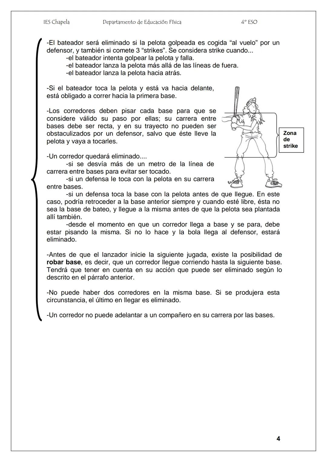 IES Chapela
Departamento de Educación Física
4º ESO
EL BÉISBOL
1. BREVE HISTORIA
El béisbol tal y como lo conocemos hoy en día se creó