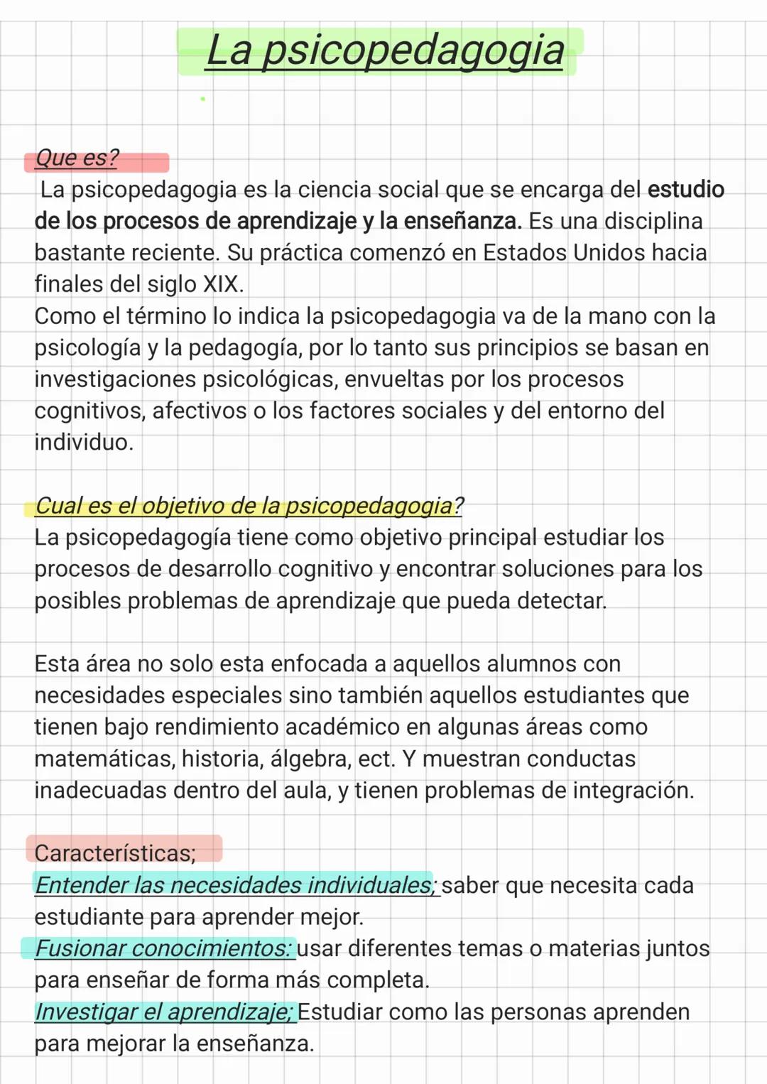 # La psicopedagogia
Que es?
La psicopedagogia es la ciencia social que se encarga del estudio
de los procesos de aprendizaje y la enseñanza