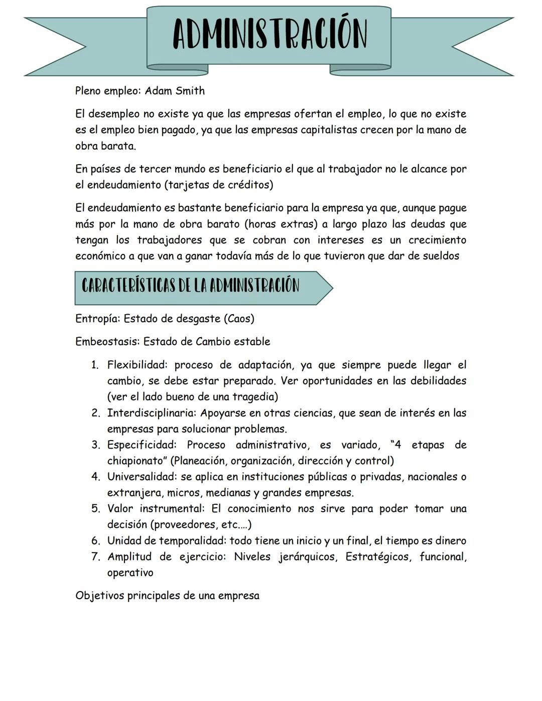 # ADMINISTRACIÓN
Pleno empleo: Adam Smith
El desempleo no existe ya que las empresas ofertan el empleo, lo que no existe
es el empleo bien