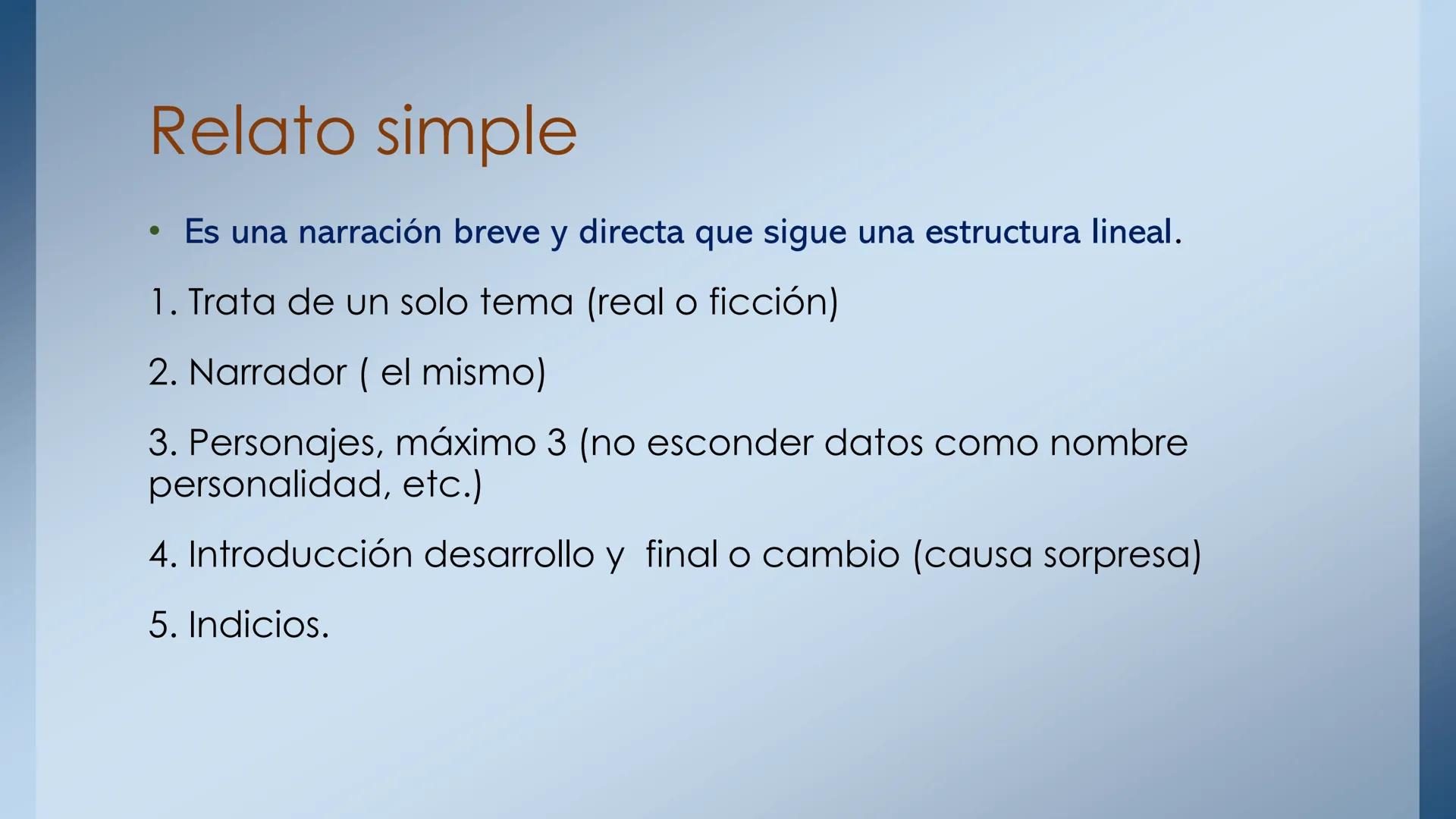 Resumen
Y
relato simple
El resumen y sus características
El relato simple y sus características. Actividad: responde las preguntas
en equip