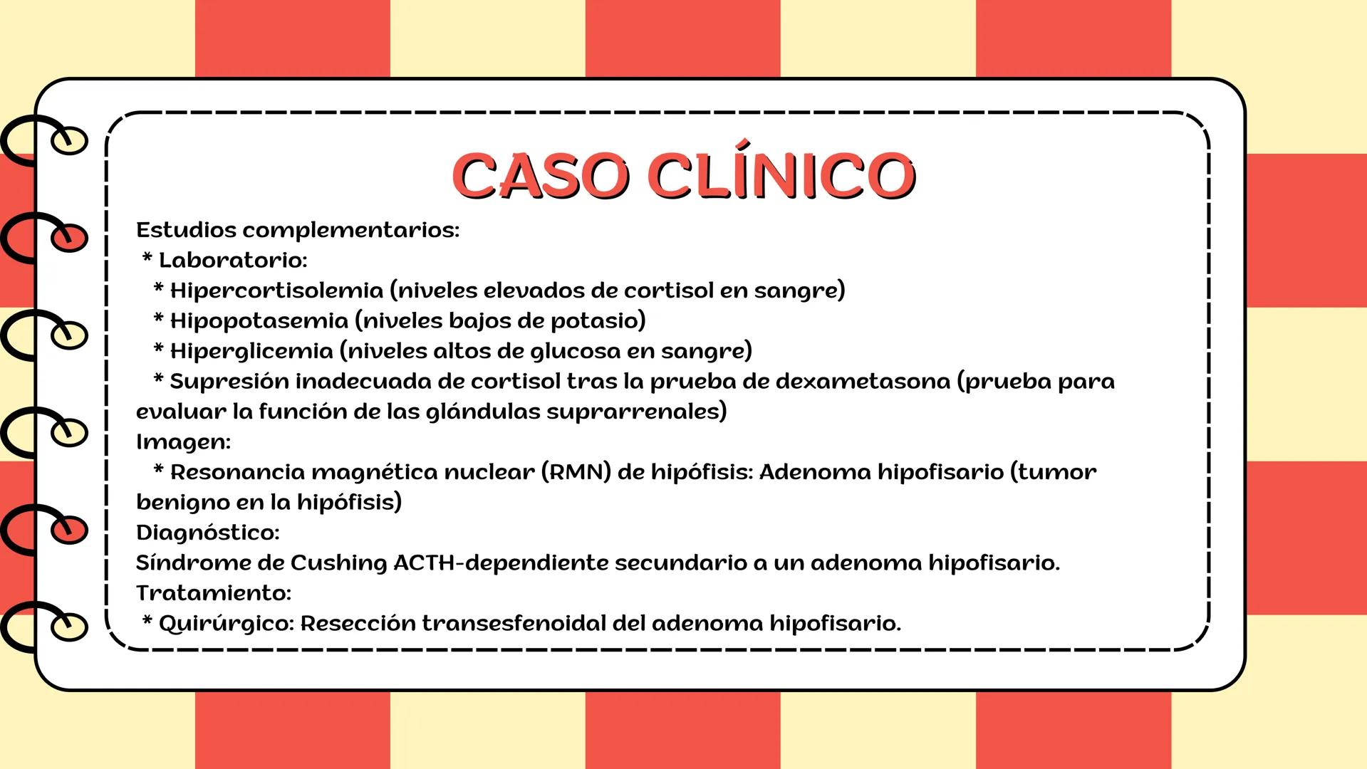 # Síndrome de cushing # CONTENIDO
Definición
Epidemiologia
Diagnostico
Signos y síntomas
Causas y trtamiento
Caso clínico
01
02
03