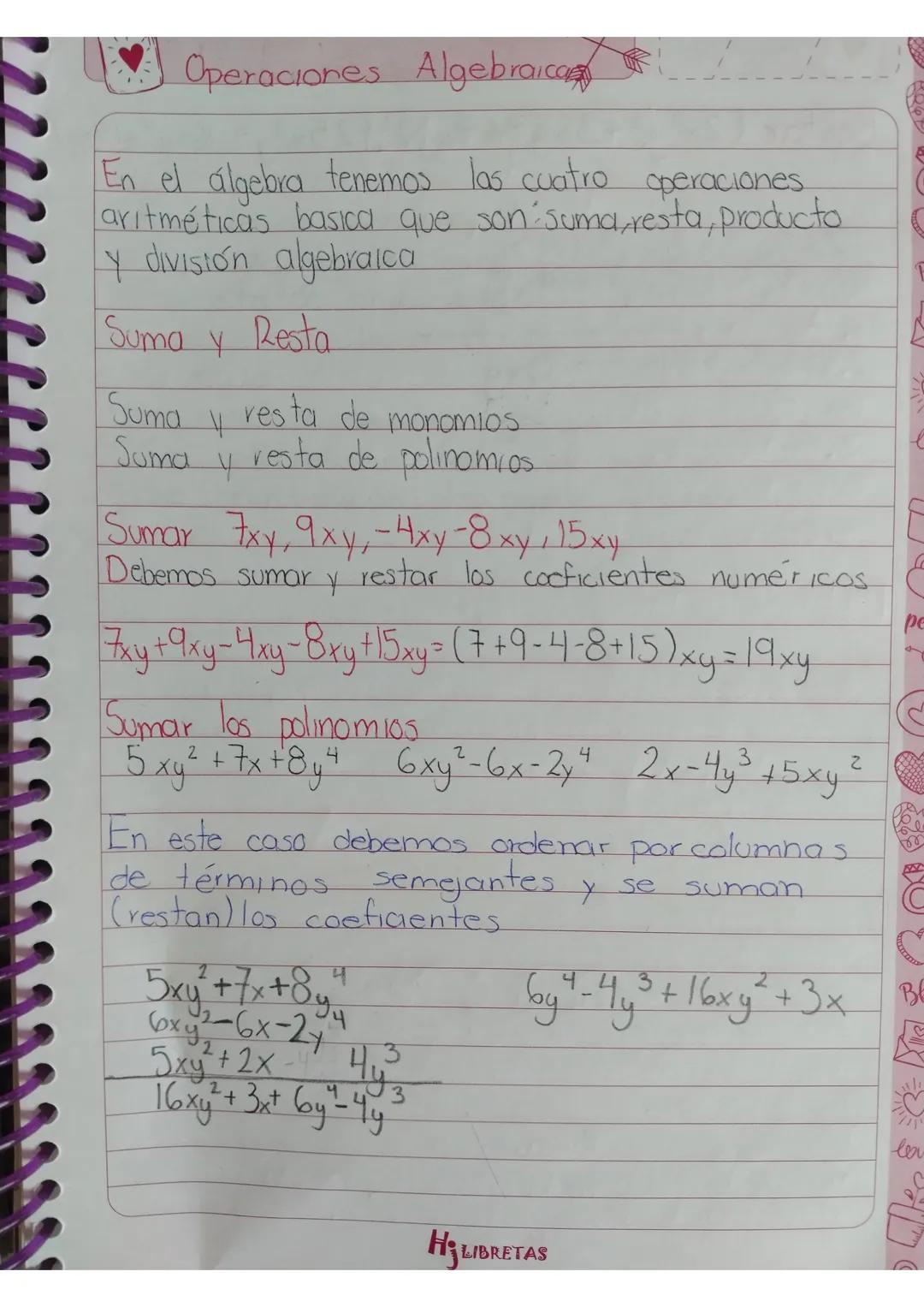 # Operaciones Algebraica
En el álgebra tenemos las cuatro operaciones
aritméticas basica que son suma, resta, producto
Y división algebraic