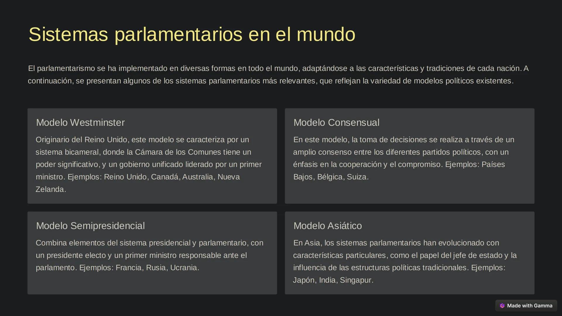 # Parlamentarismo: Un
Sistema de Gobierno
Bienvenido a esta presentación que explora el sistema de gobierno
parlamentario, un modelo políti