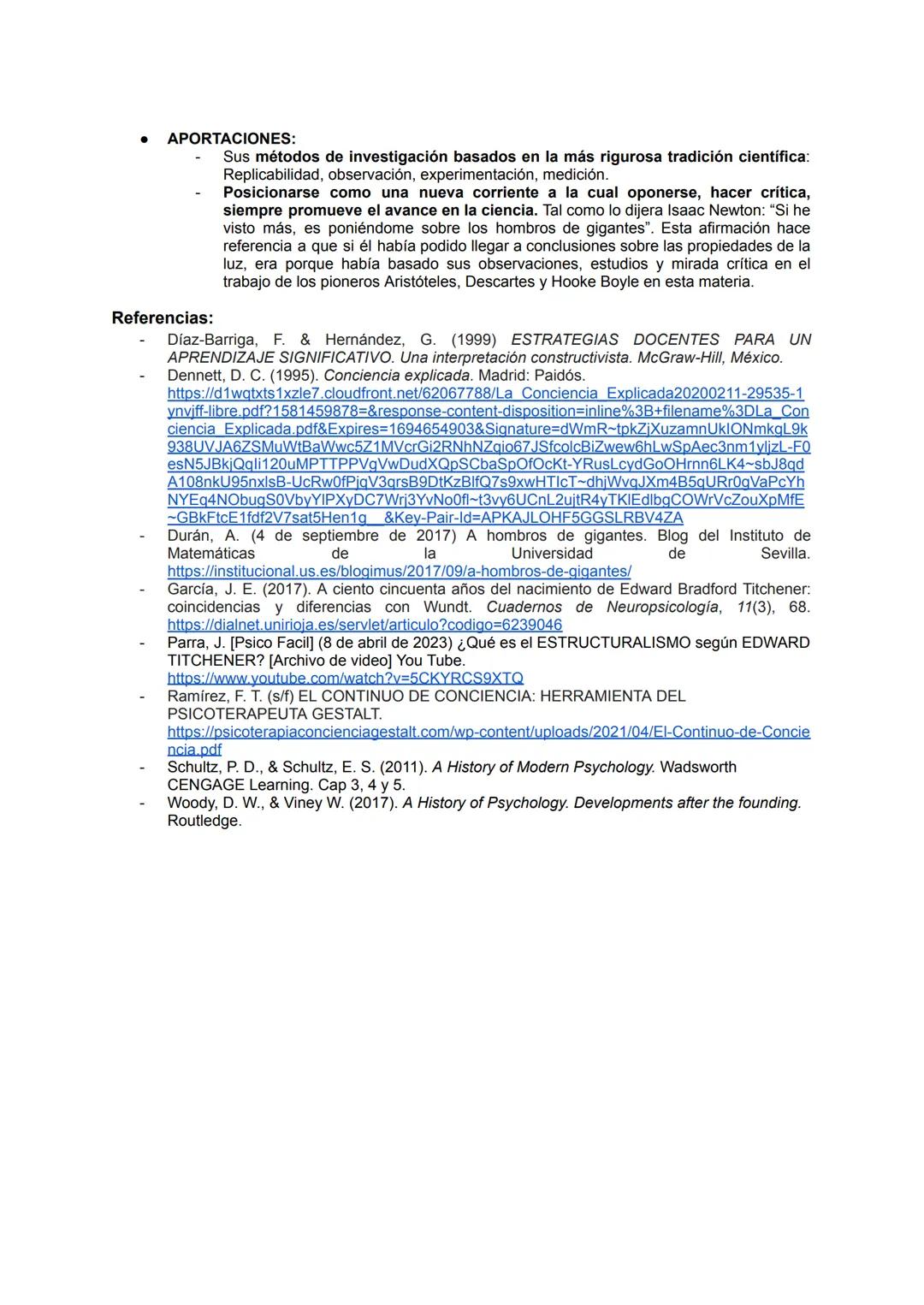 ESTRUCTURALISMO
INTRODUCCIÓN (ANTECEDENTES):
En sus inicios se concebía a la Psicología como "El estudio de la conciencia". Se podía conocer