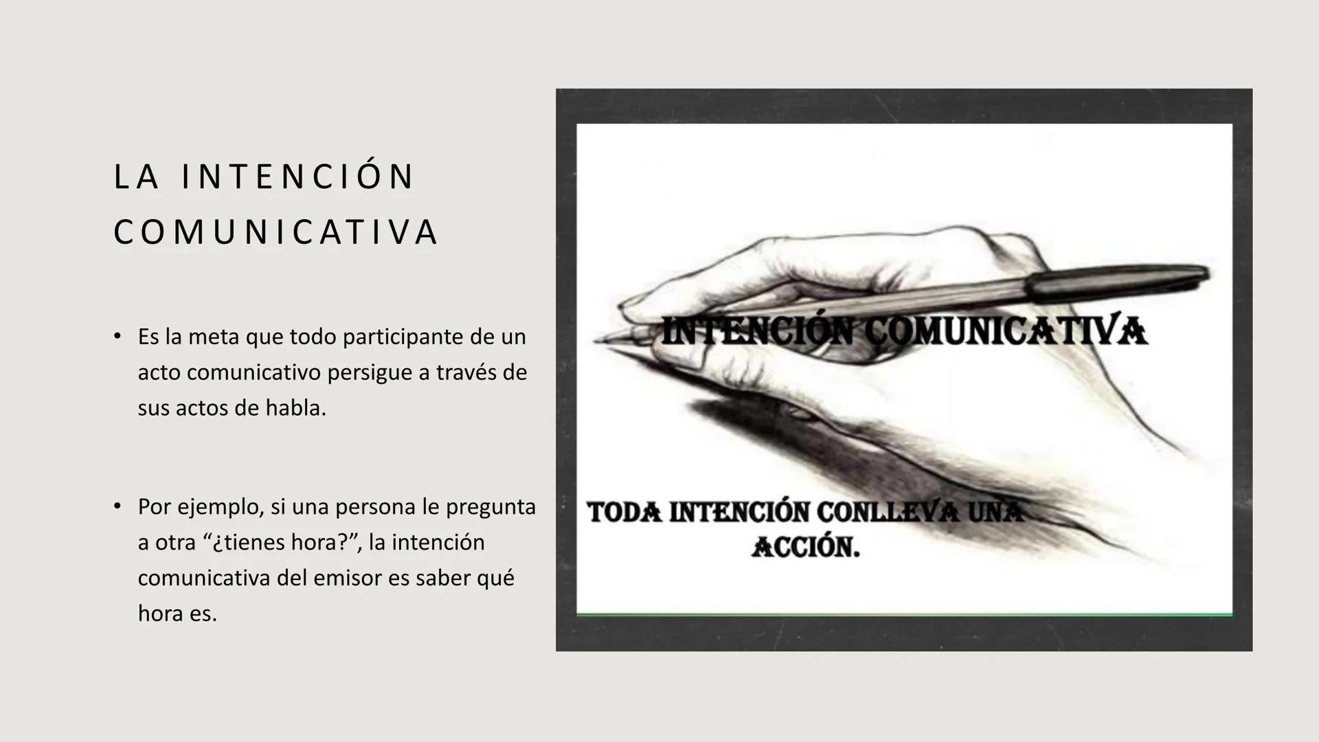 INTENCIÓN
COMUNICATIVA DEFINICIÓN
Intención comunicativa
Es lo que pretendemos
lograr al comunicar
algo, ya sea preguntar,
informar, conve