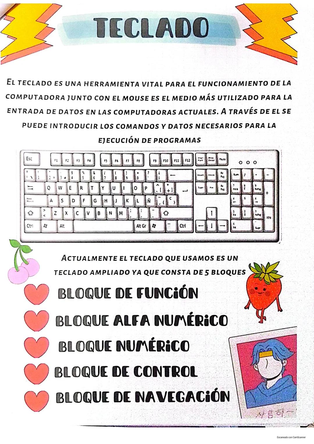 # TECLADO
EL TECLADO ES UNA HERRAMIENTA VITAL PARA EL FUNCIONAMIENTO DE LA
COMPUTADORA JUNTO CON EL MOUSE ES EL MEDIO MÁS UTILIZADO PARA LA