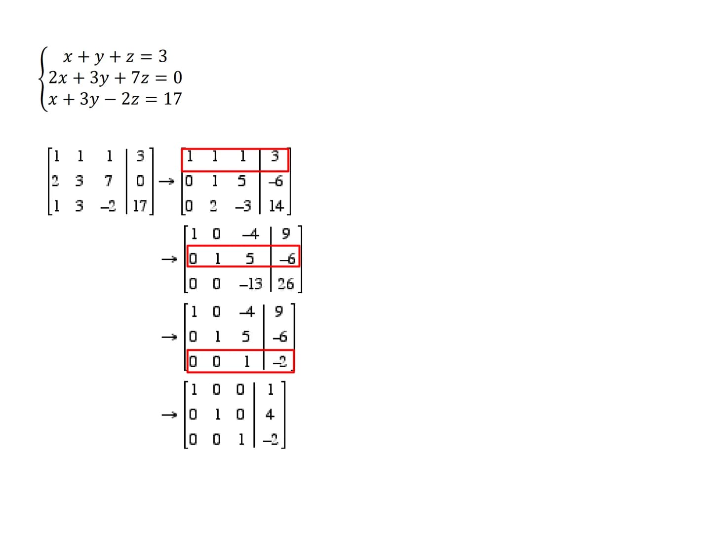 # Método de Gauss Proceso
$
\begin{bmatrix}
2 & 4 & 6 \\
4 & 5 & 6 \\
3 & 1 & -2
\end{bmatrix}
$
$
\begin{bmatrix}
18 \\
24 \\
4
\end{bmatr