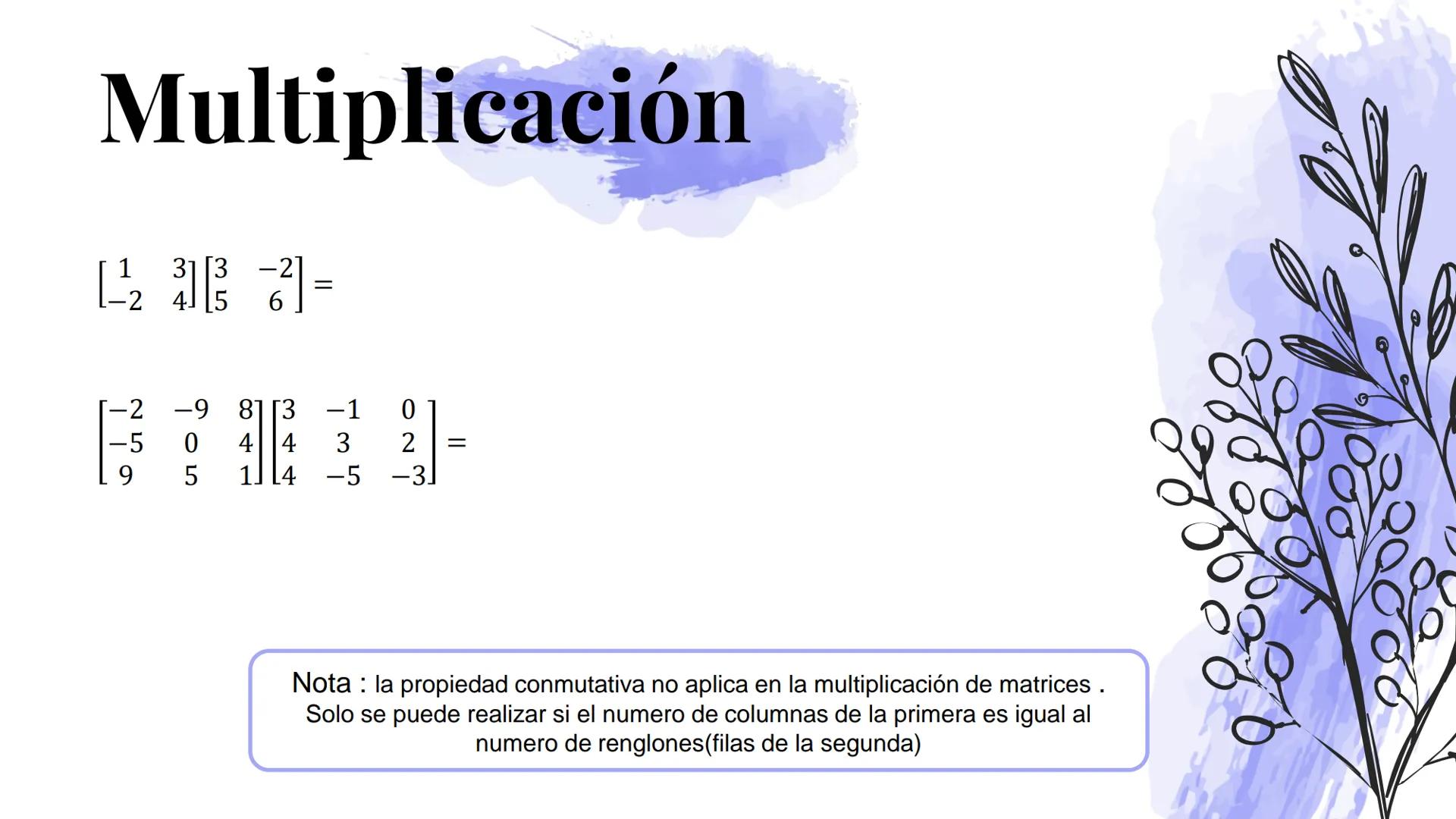 ALGEBRA
MATRICIAL
$\begin{bmatrix} -2 & -9 & 8 \\ -5 & 0 & 4 \\ 5 & 8 & 1 \end{bmatrix}$ $\begin{bmatrix} 2 \\ 8 \\ -7 \end{bmatrix}$ $\begi