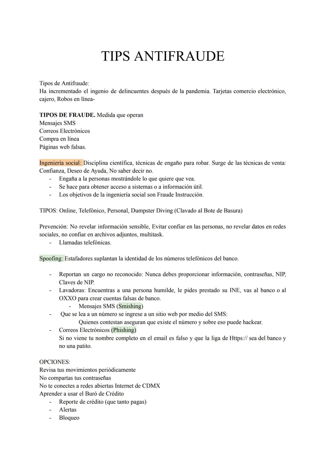 # TIPS ANTIFRAUDE
Tipos de Antifraude:
Ha incrementado el ingenio de delincuentes después de la pandemia. Tarjetas comercio electrónico,
ca