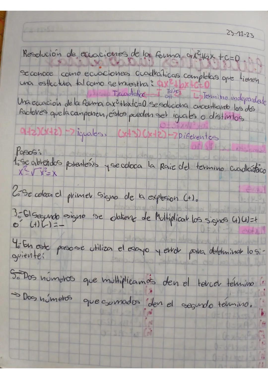 22-11-23
ecuaciónres Cuadraticar
Las ecuaciones cadraticas o de ado grado, Son aquellas do-
ndo o exponente de una de sus incognitas osta el