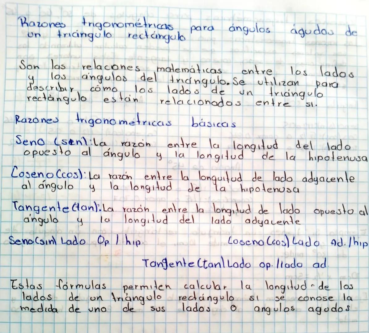 # Razones trigonométricas
Un triangulo rectángulo para ángulos águdas de
Son las relaciones matemáticas entre los lados
y los angulos del t