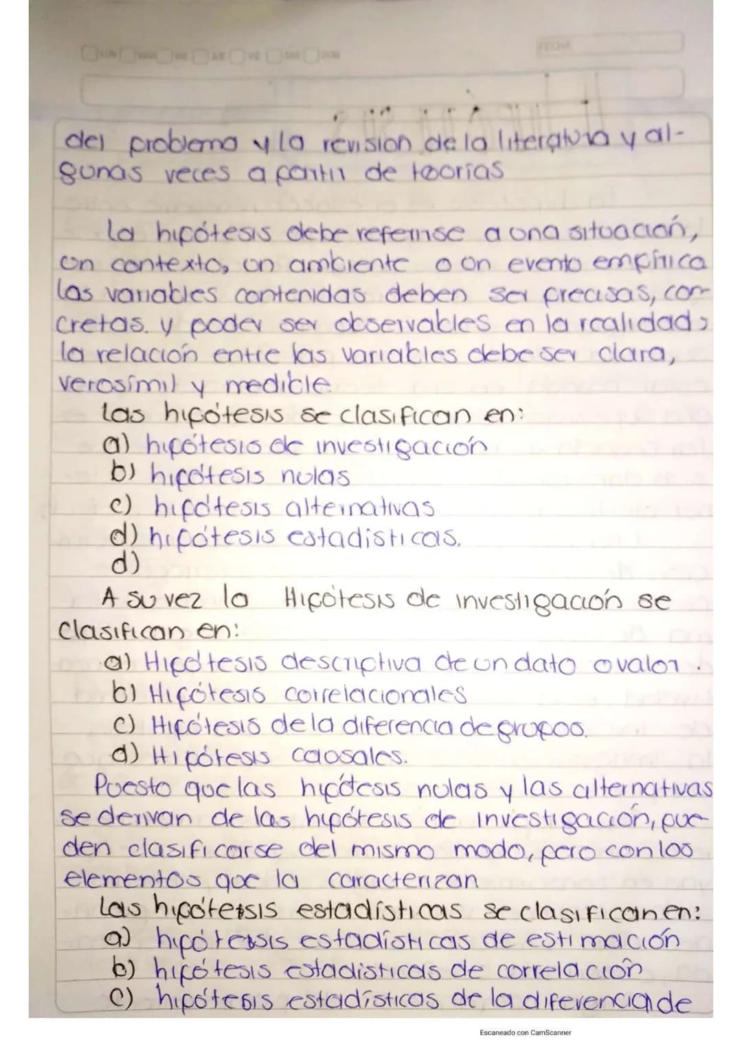 LUN MAR MIE JUE VIE SAB DOM
RESUMEN
DE
INVESTIGACIÓN
FECHA
Escaneado con CamScanner ROR 22/sep/200
## Delimitación del tema.
Uno vez qu