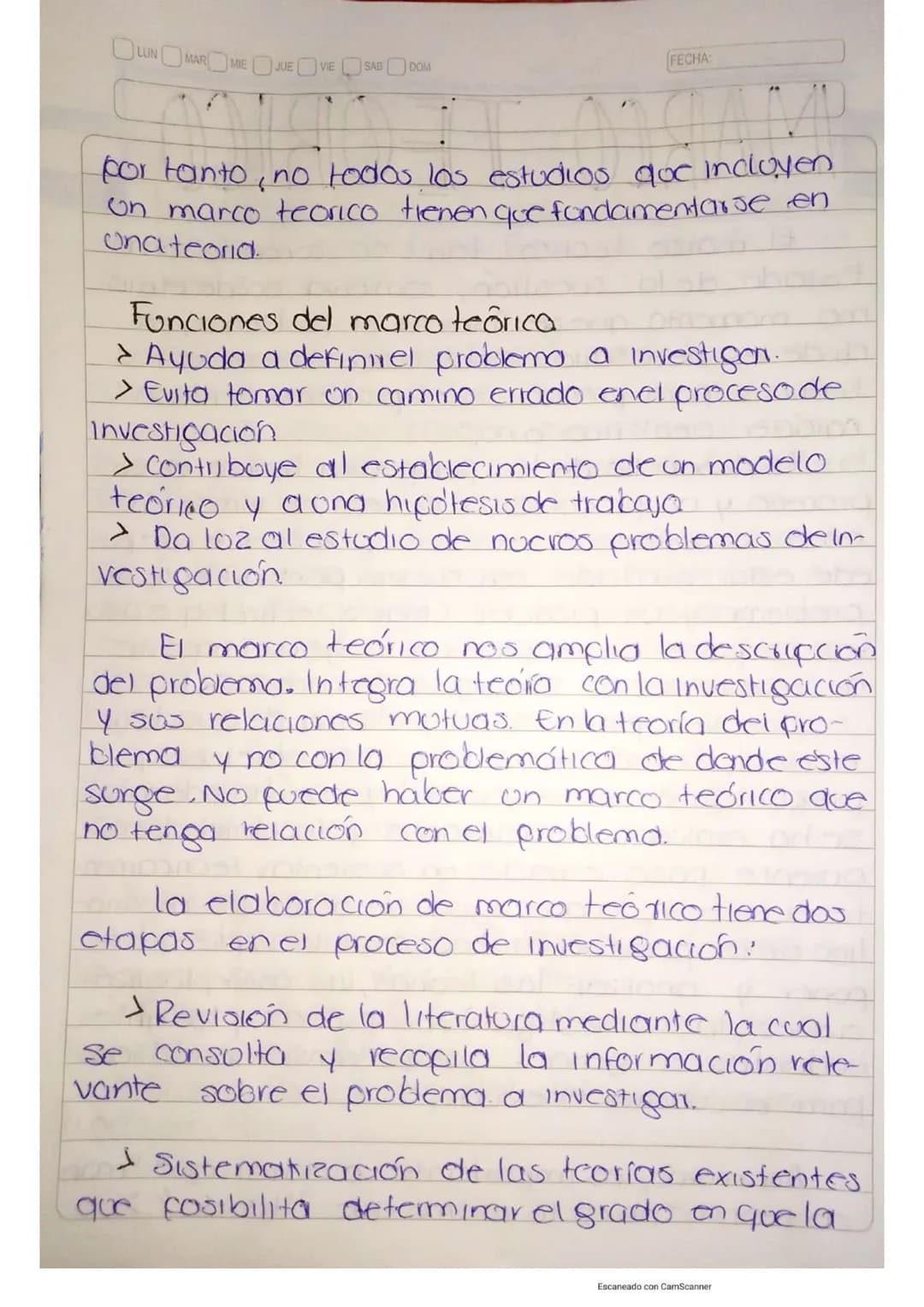 LUN MAR MIE JUE VIE SAB DOM
RESUMEN
DE
INVESTIGACIÓN
FECHA
Escaneado con CamScanner ROR 22/sep/200
## Delimitación del tema.
Uno vez qu
