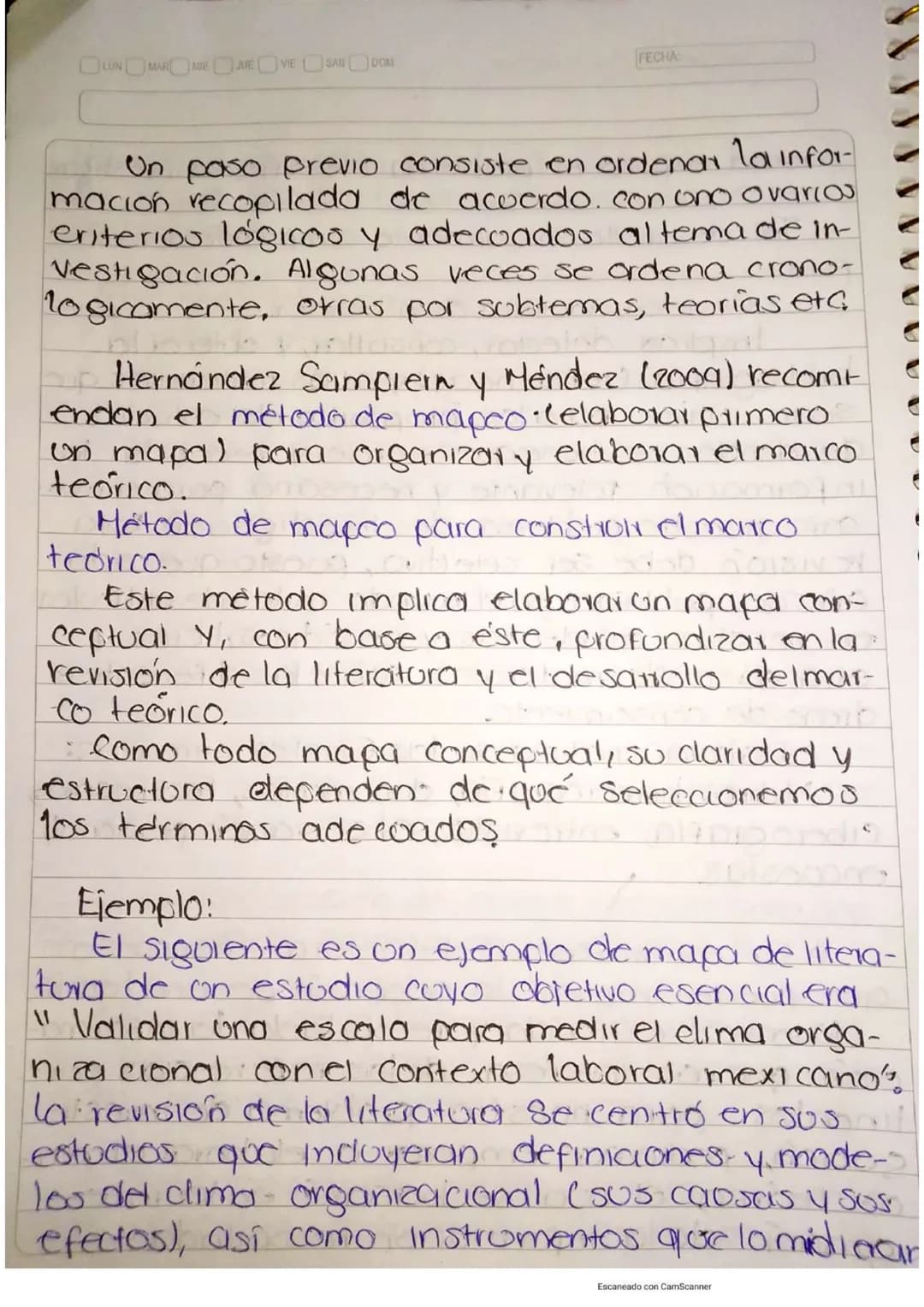 LUN MAR MIE JUE VIE SAB DOM
RESUMEN
DE
INVESTIGACIÓN
FECHA
Escaneado con CamScanner ROR 22/sep/200
## Delimitación del tema.
Uno vez qu