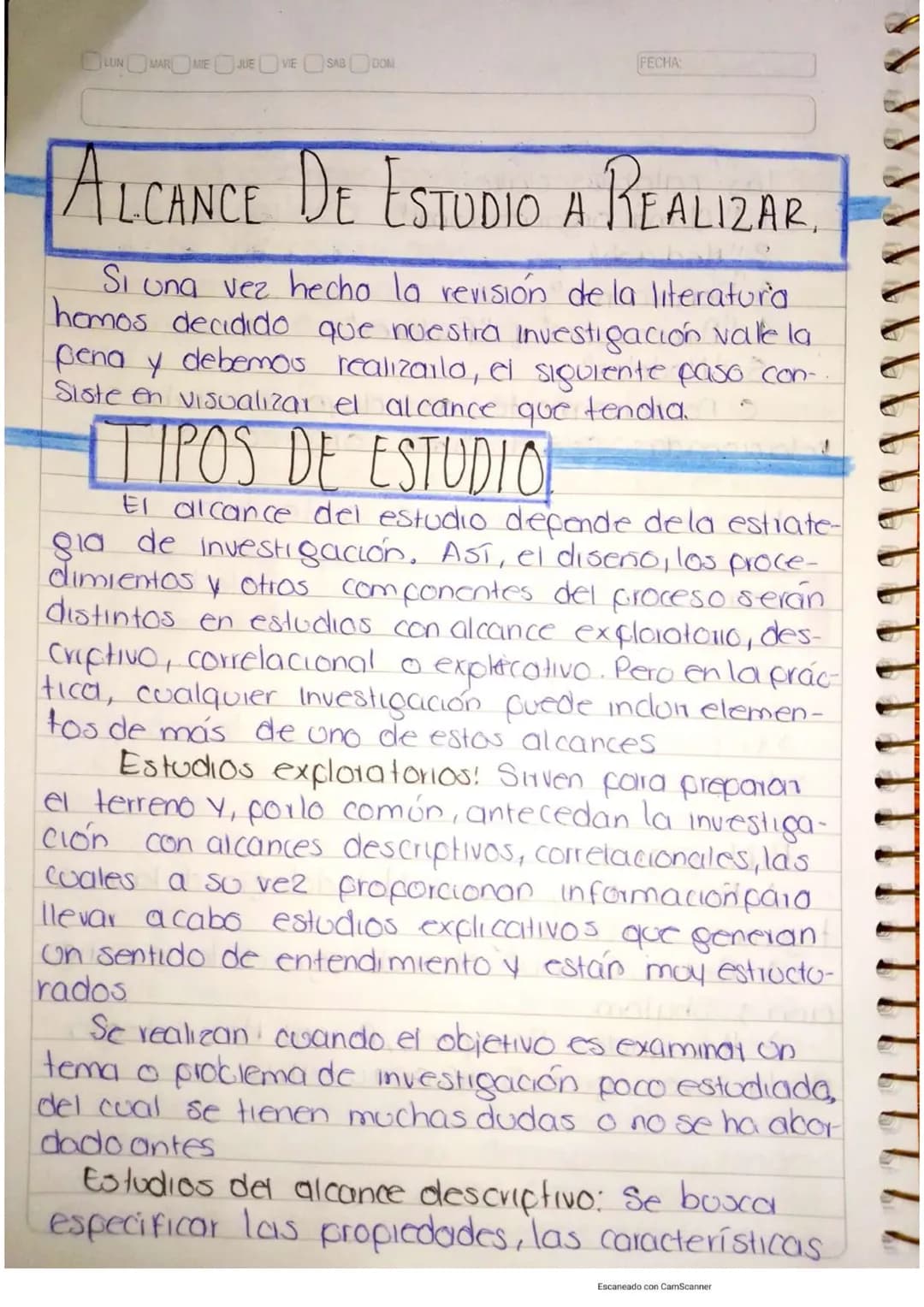 LUN MAR MIE JUE VIE SAB DOM
RESUMEN
DE
INVESTIGACIÓN
FECHA
Escaneado con CamScanner ROR 22/sep/200
## Delimitación del tema.
Uno vez qu