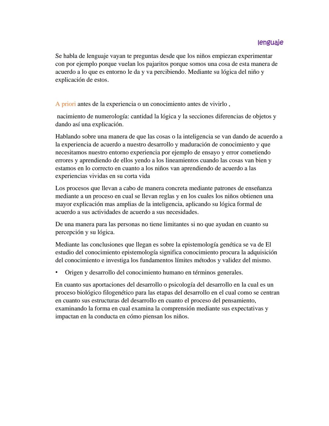 MAR LU
# UNA MIRADA PANORÁMICA A
## LA OBRA DE JEAN PIAGET
MODELOS TEORICOS DEL DESARROLLO COGNITIVO
RESUMEN: CADA UNO DE LOS APORTES DE
