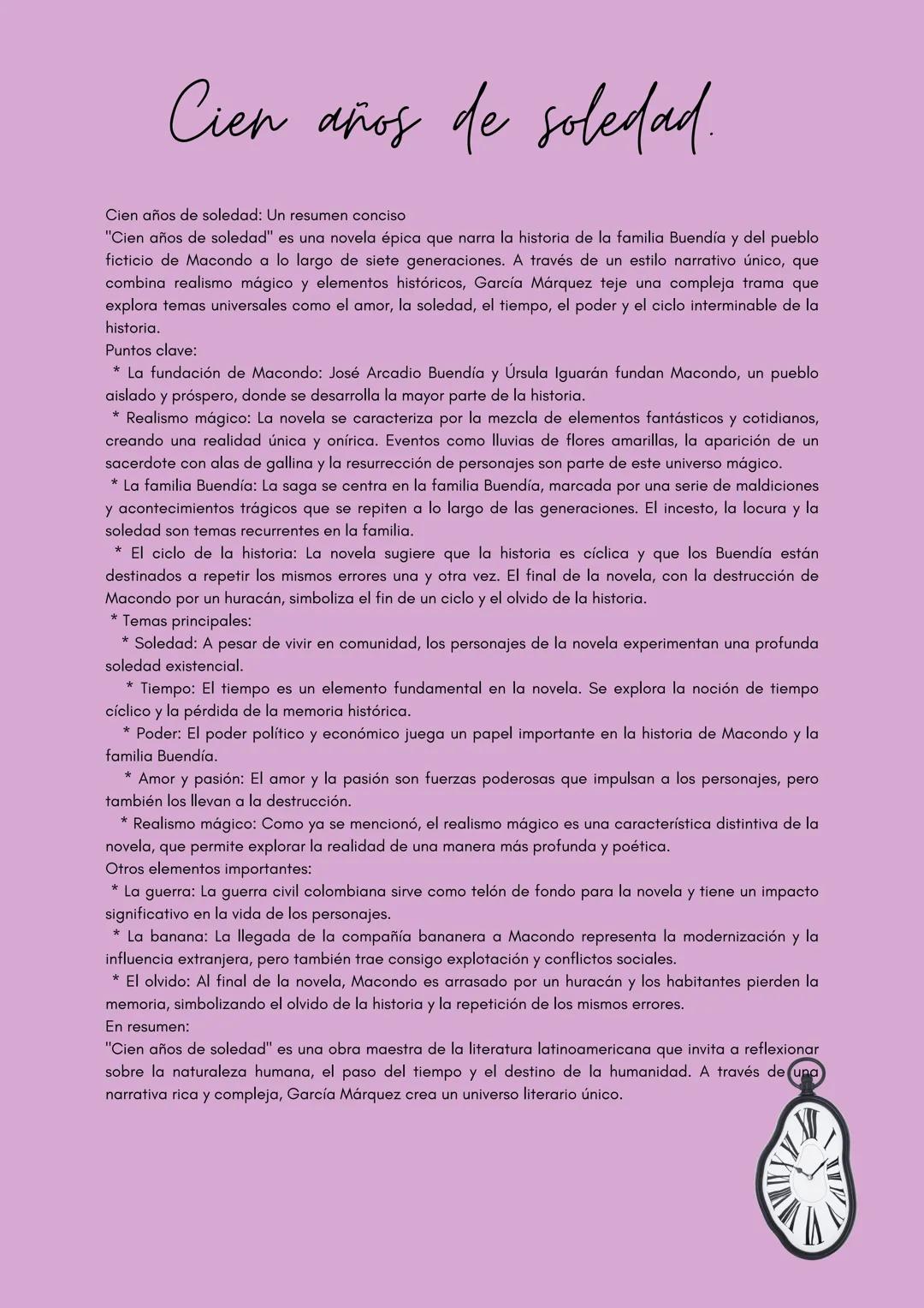 Resumen: Cien años de soledad.