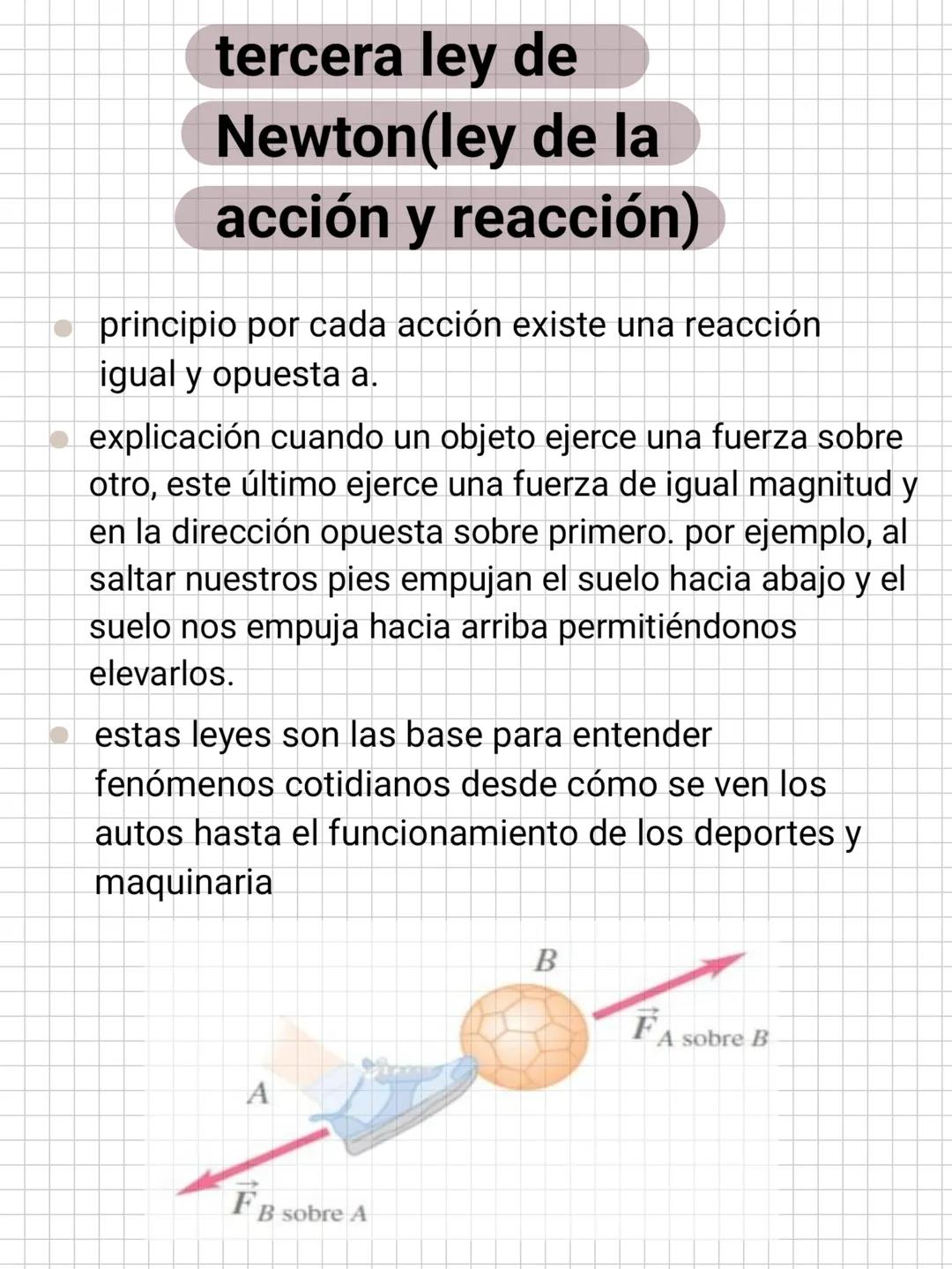 tercera ley de
Newton(ley de la
acción y reacción)
principio por cada acción existe una reacción
igual y opuesta a.
explicación cuando un