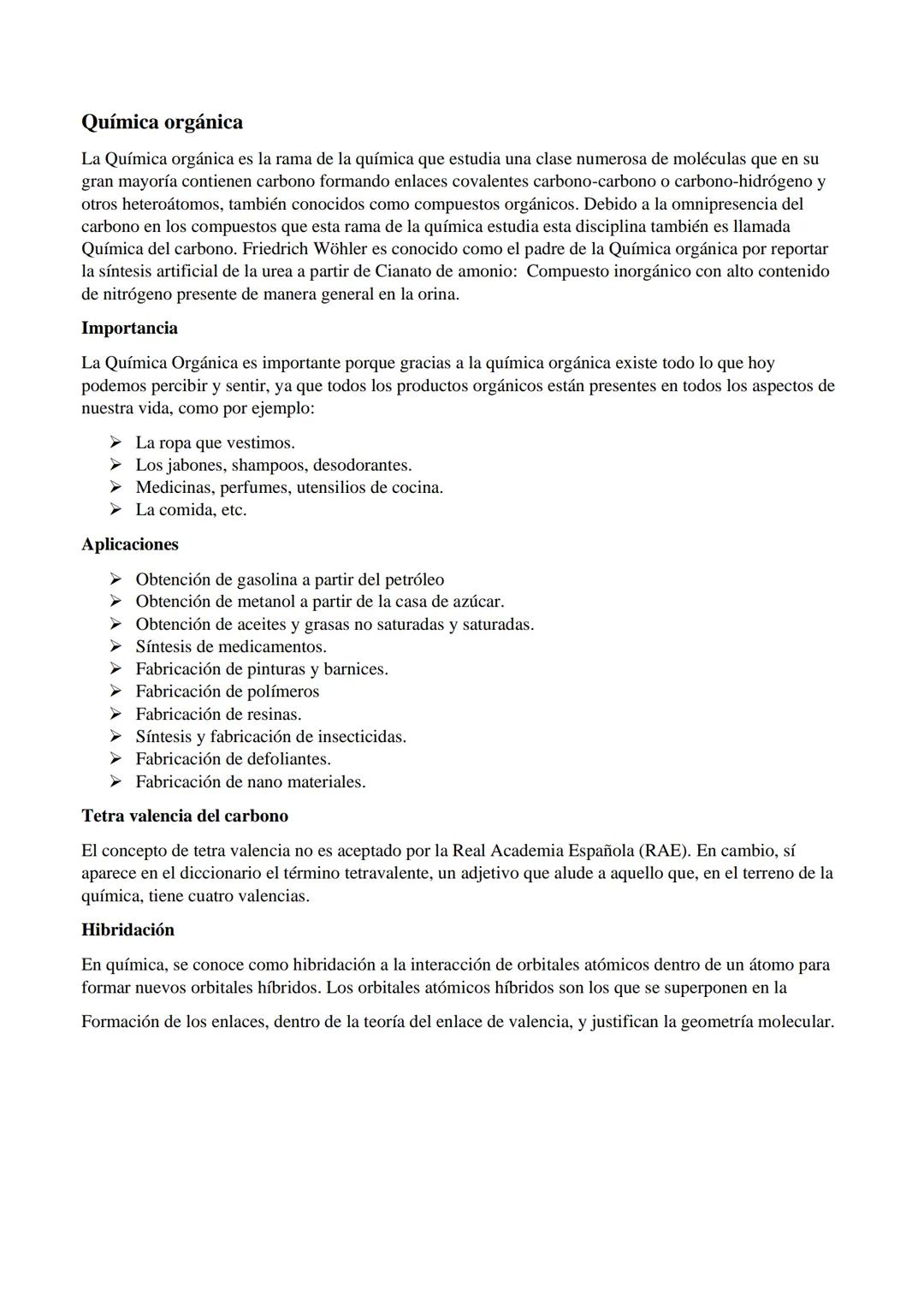 # Química orgánica
La Química orgánica es la rama de la química que estudia una clase numerosa de moléculas que en su
gran mayoría contiene