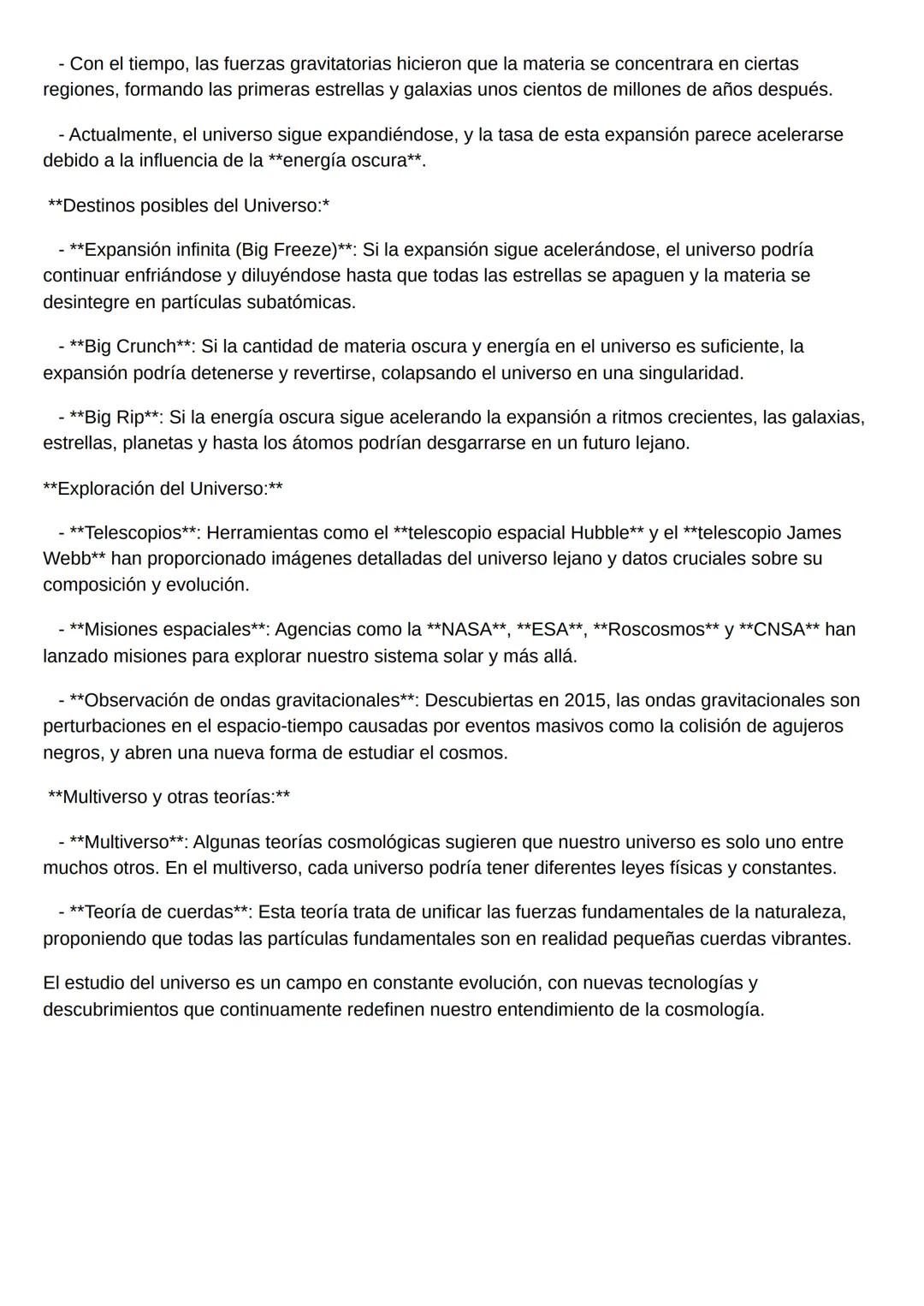 # El universo
El universo es el conjunto de todo lo que existe: espacio, tiempo, materia, energía y las leyes físicas
que los gobiernan. A