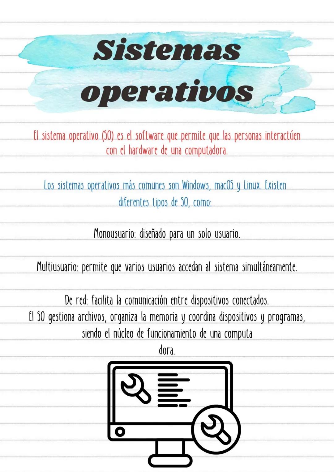 # Sistemas
operativos
El sistema operativo (50) es el software que permite que las personas interactúen
con el hardware de una computadora.