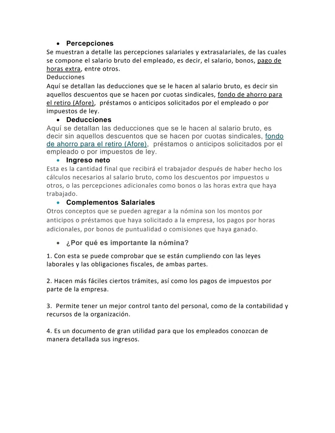 Nomina
Es un registro que contiene todos los datos sobre el salario de cada trabajador,
los servicios que presta, así como las percepciones