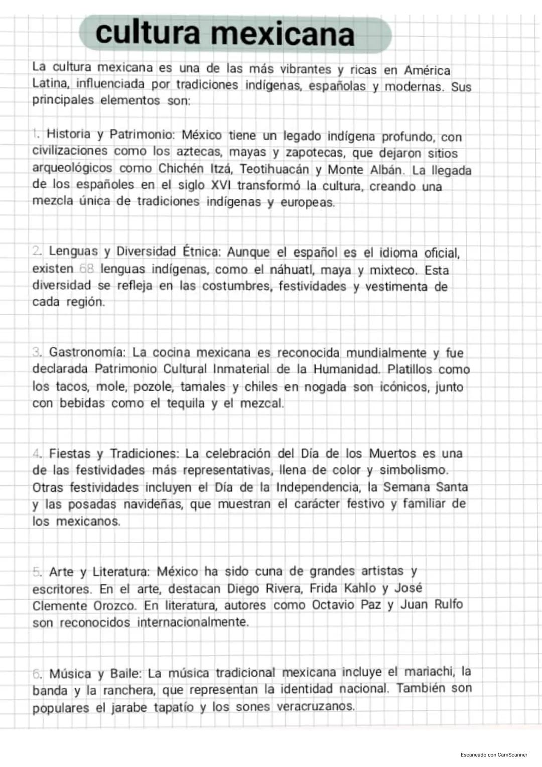 # cultura mexicana
La cultura mexicana es una de las más vibrantes y ricas en América
Latina, influenciada por tradiciones indígenas, españ