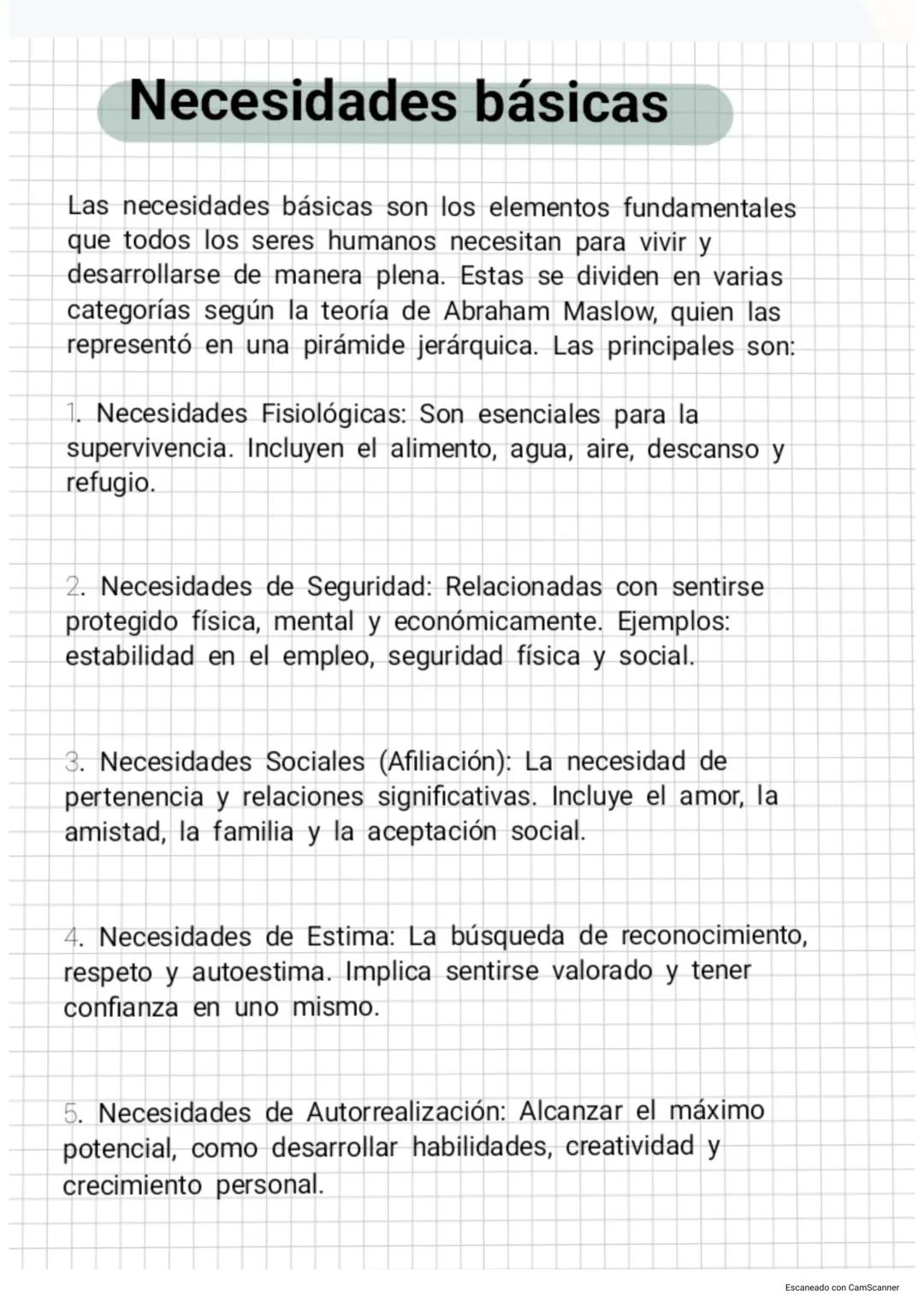 # Necesidades básicas
Las necesidades básicas son los elementos fundamentales
que todos los seres humanos necesitan para vivir y
desarrolla