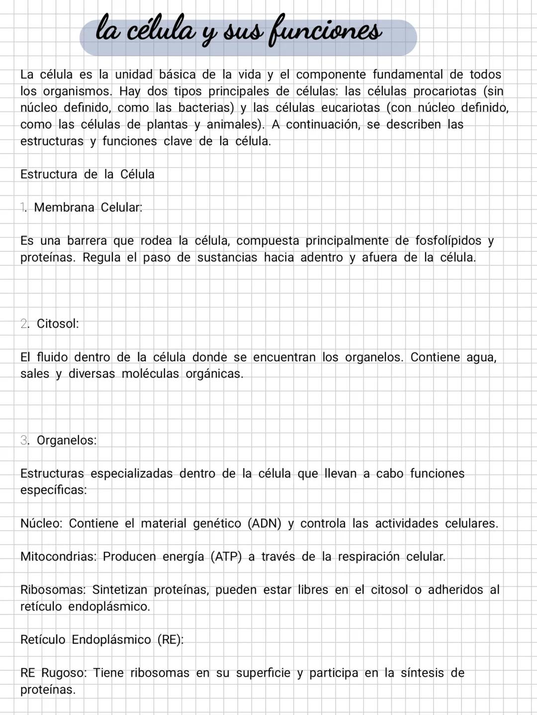 # la célula y sus funciones
La célula es la unidad básica de la vida y el componente fundamental de todos
los organismos. Hay dos tipos pri