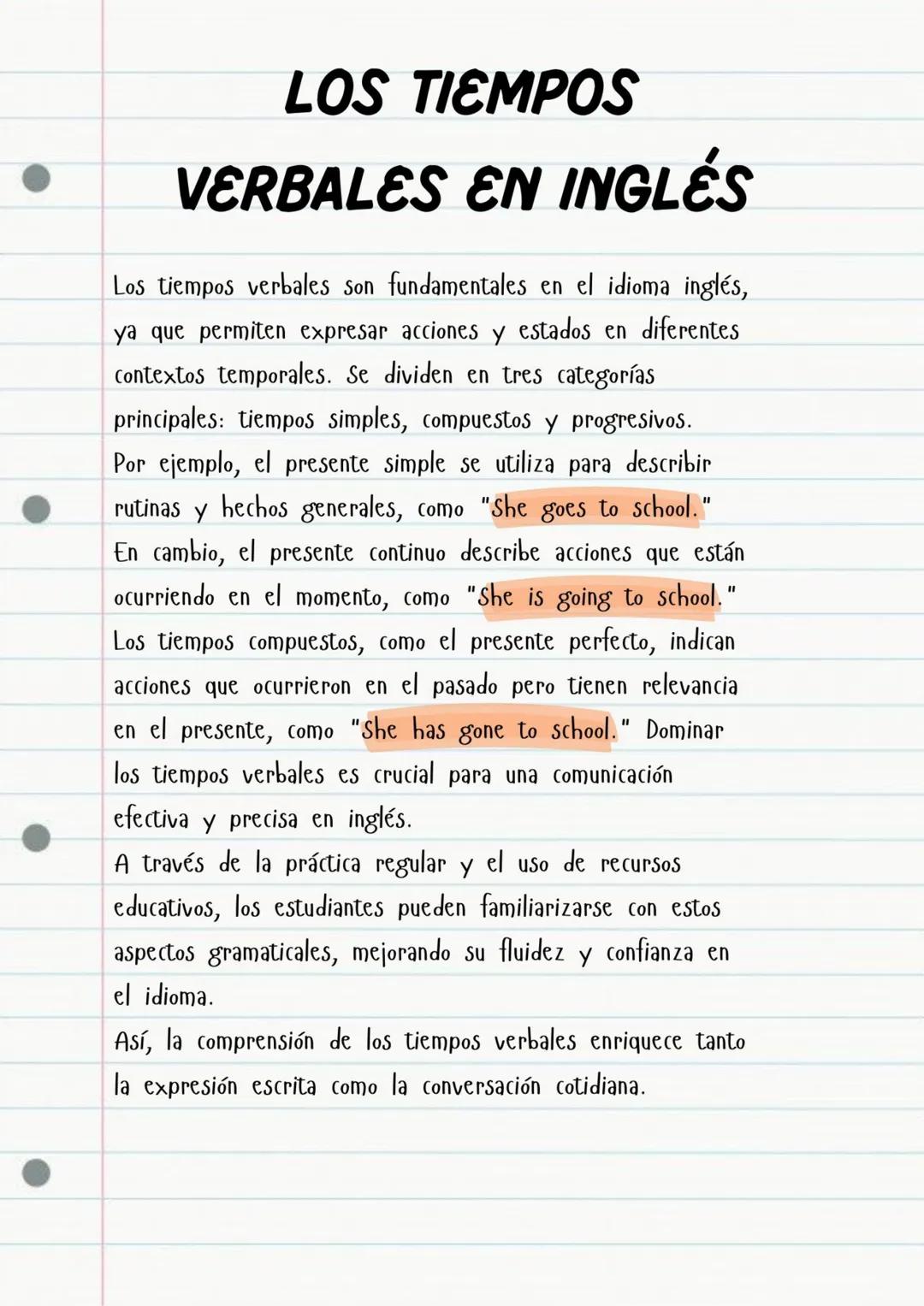 # LOS TIEMPOS
# VERBALES EN INGLÉS
Los tiempos verbales son fundamentales en el idioma inglés,
ya que permiten expresar acciones y estados