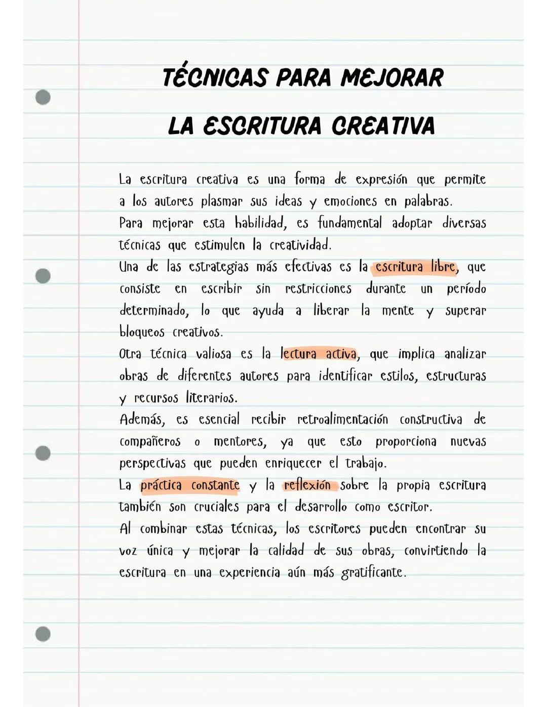 Técnicas Creativas de Escritura Efectiva
