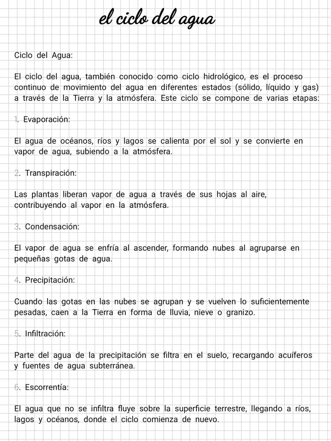 # el ciclo del agua
Ciclo del Agua:
El ciclo del agua, también conocido como ciclo hidrológico, es el proceso
continuo de movimiento del a