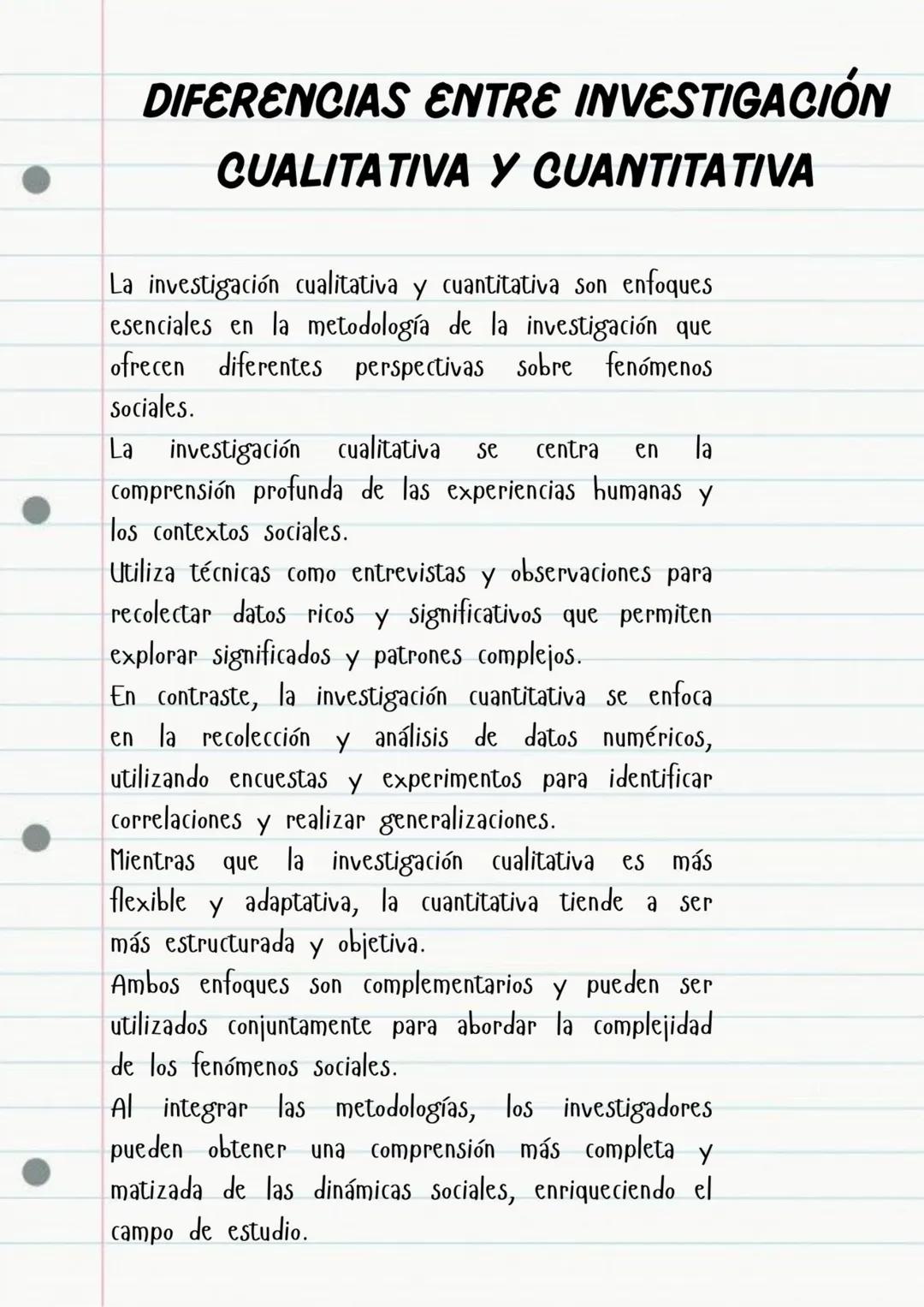 # DIFERENCIAS ENTRE INVESTIGACIÓN
# CUALITATIVA Y CUANTITATIVA
La investigación cualitativa y cuantitativa son enfoques
esenciales en la me
