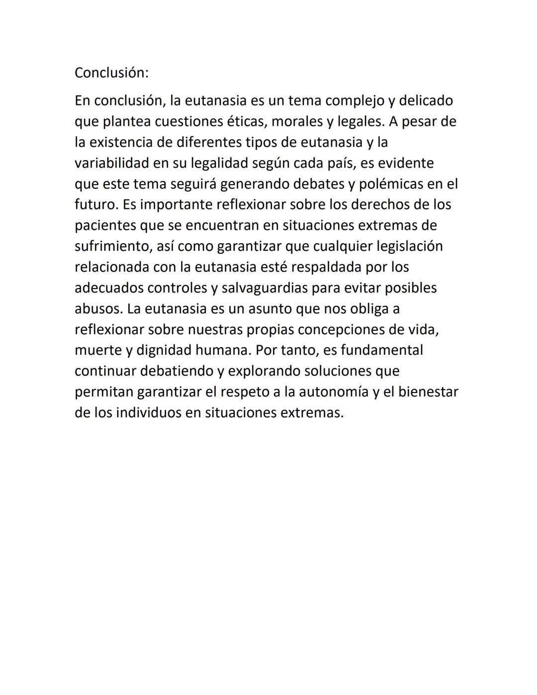 Introducción:
La eutanasia es un tema sensibilizador y polémico que ha
generado numerosos debates a lo largo de la historia.
Consiste en la