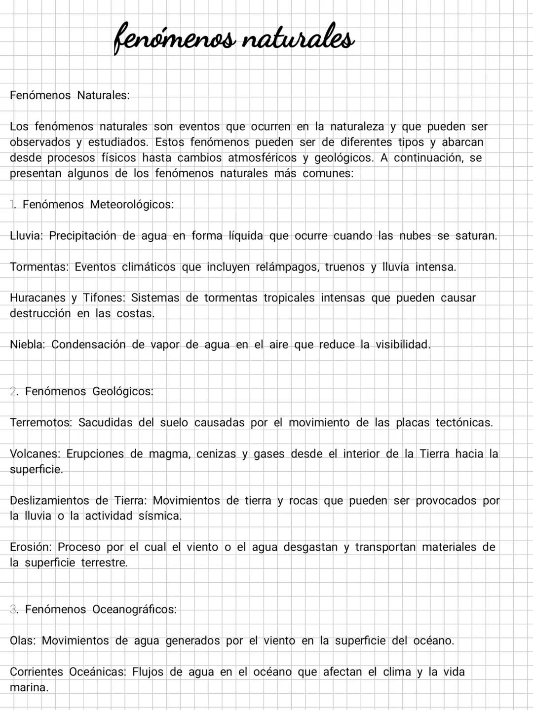 # fenómenos naturales
Fenómenos Naturales:
Los fenómenos naturales son eventos que ocurren en la naturaleza y que pueden ser
observados y