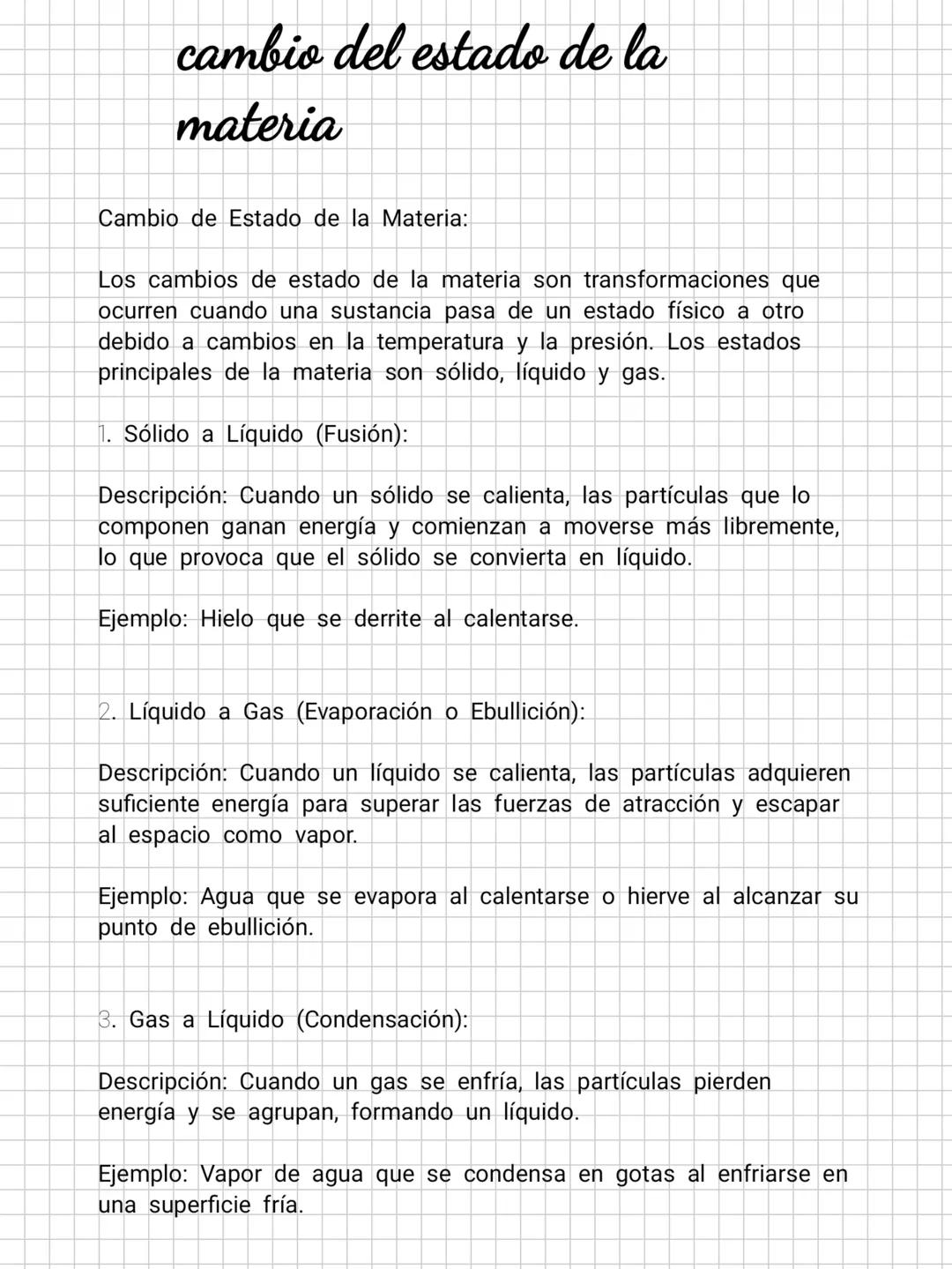 # cambio del estado de la
materia
Cambio de Estado de la Materia:
Los cambios de estado de la materia son transformaciones que
ocurren cua