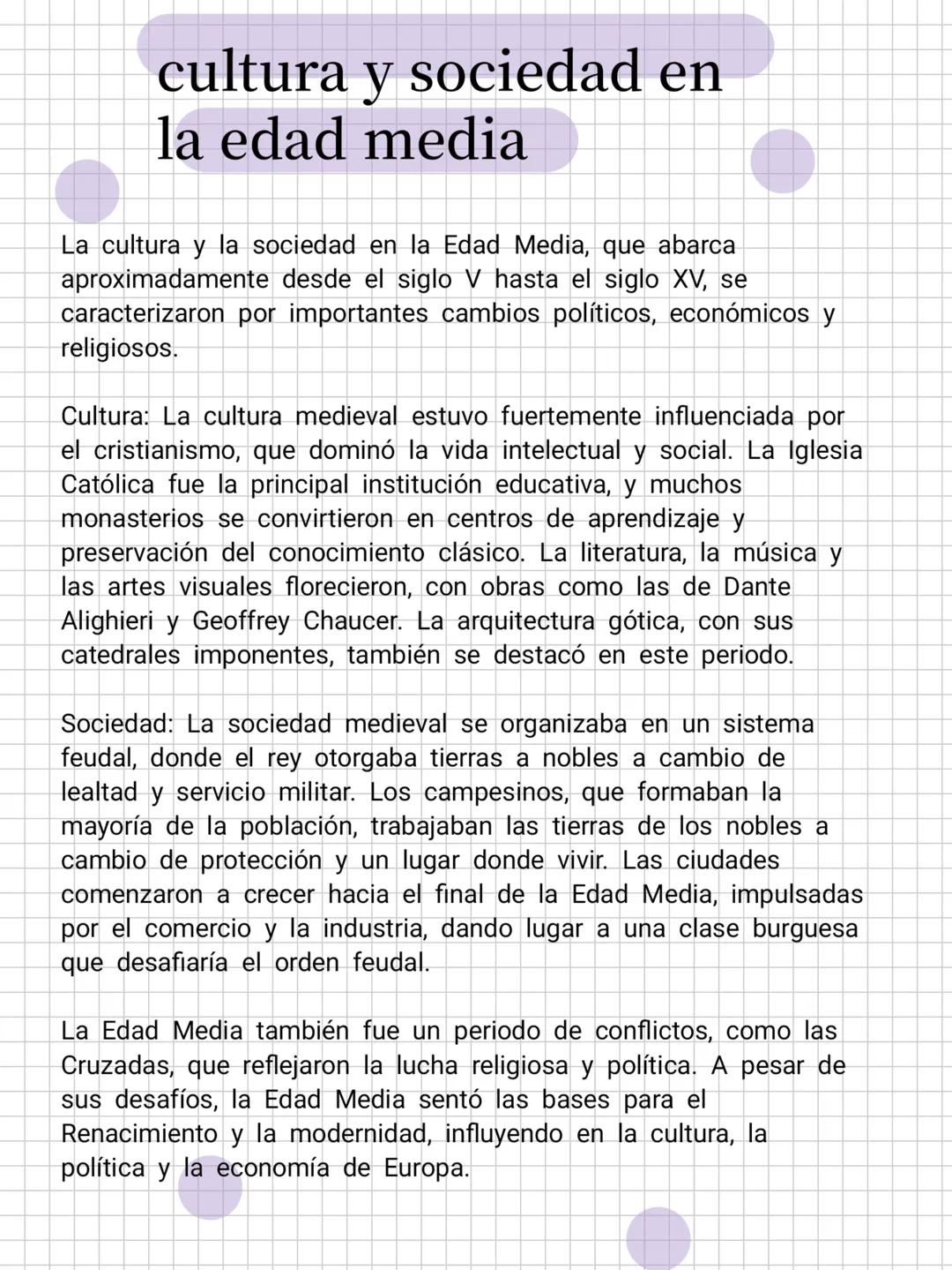 # cultura y sociedad en
la edad media
La cultura y la sociedad en la Edad Media, que abarca
aproximadamente desde el siglo V hasta el siglo