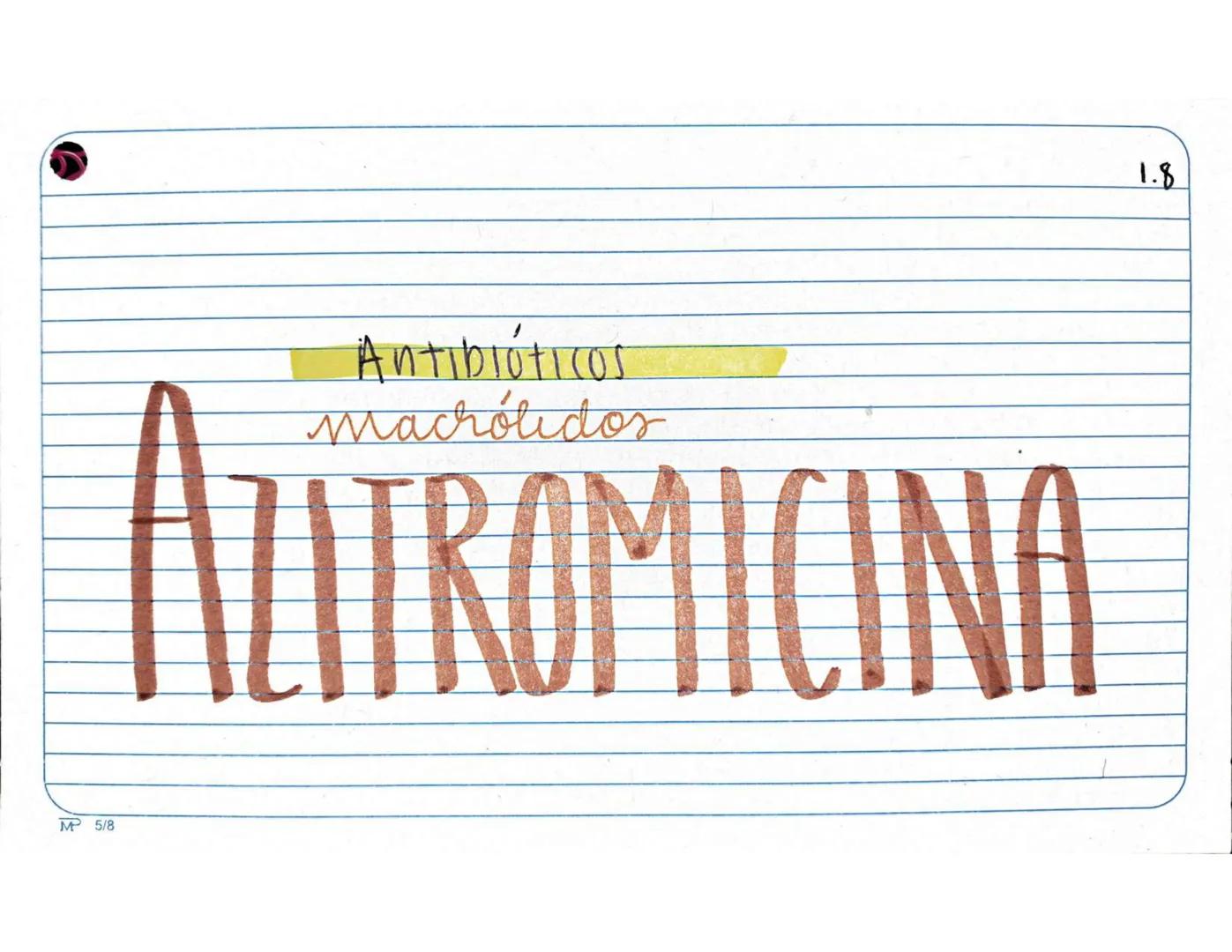 # 1.1.
Antibióticos
Aminopenicilinas
# AMPICILINA
Mª 5/8 Farmarocinetica:
-Absorción, muiasa gastrointestinal
- se distribuye ampliament