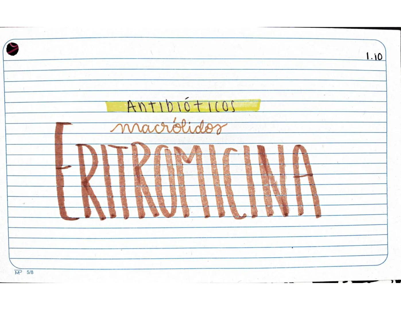 # 1.1.
Antibióticos
Aminopenicilinas
# AMPICILINA
Mª 5/8 Farmarocinetica:
-Absorción, muiasa gastrointestinal
- se distribuye ampliament