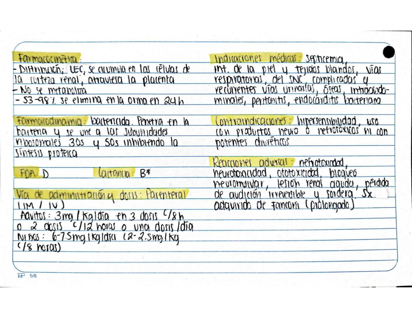 # 1.1.
Antibióticos
Aminopenicilinas
# AMPICILINA
Mª 5/8 Farmarocinetica:
-Absorción, muiasa gastrointestinal
- se distribuye ampliament