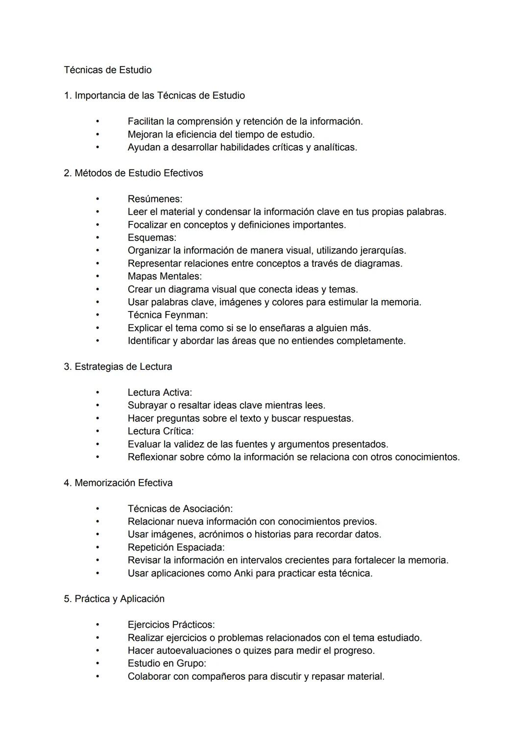 # Técnicas de Estudio
1. Importancia de las Técnicas de Estudio
- Facilitan la comprensión y retención de la información.
- Mejoran la efi