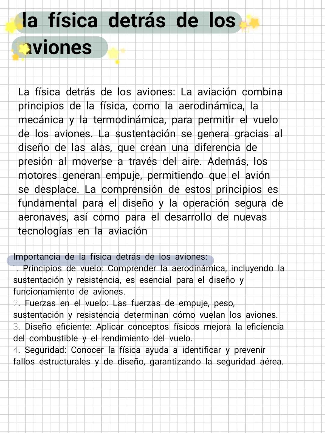 # la física detrás de los
aviones
La física detrás de los aviones: La aviación combina
principios de la física, como la aerodinámica, la
m