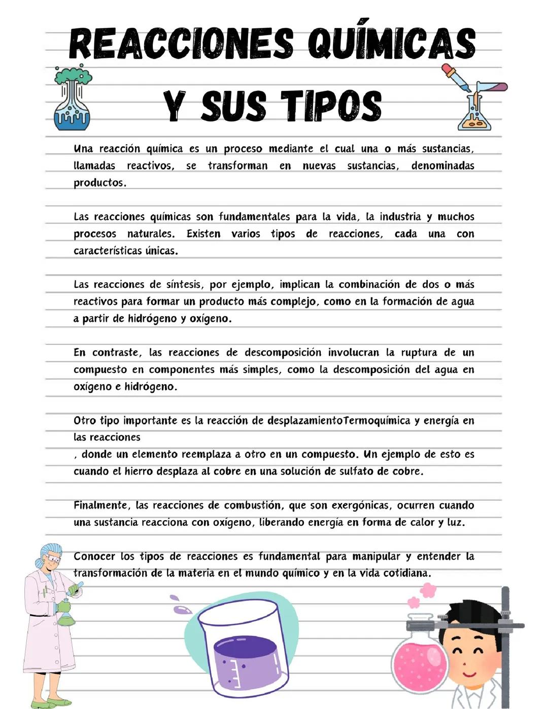 Reacciones químicas y sus tipos