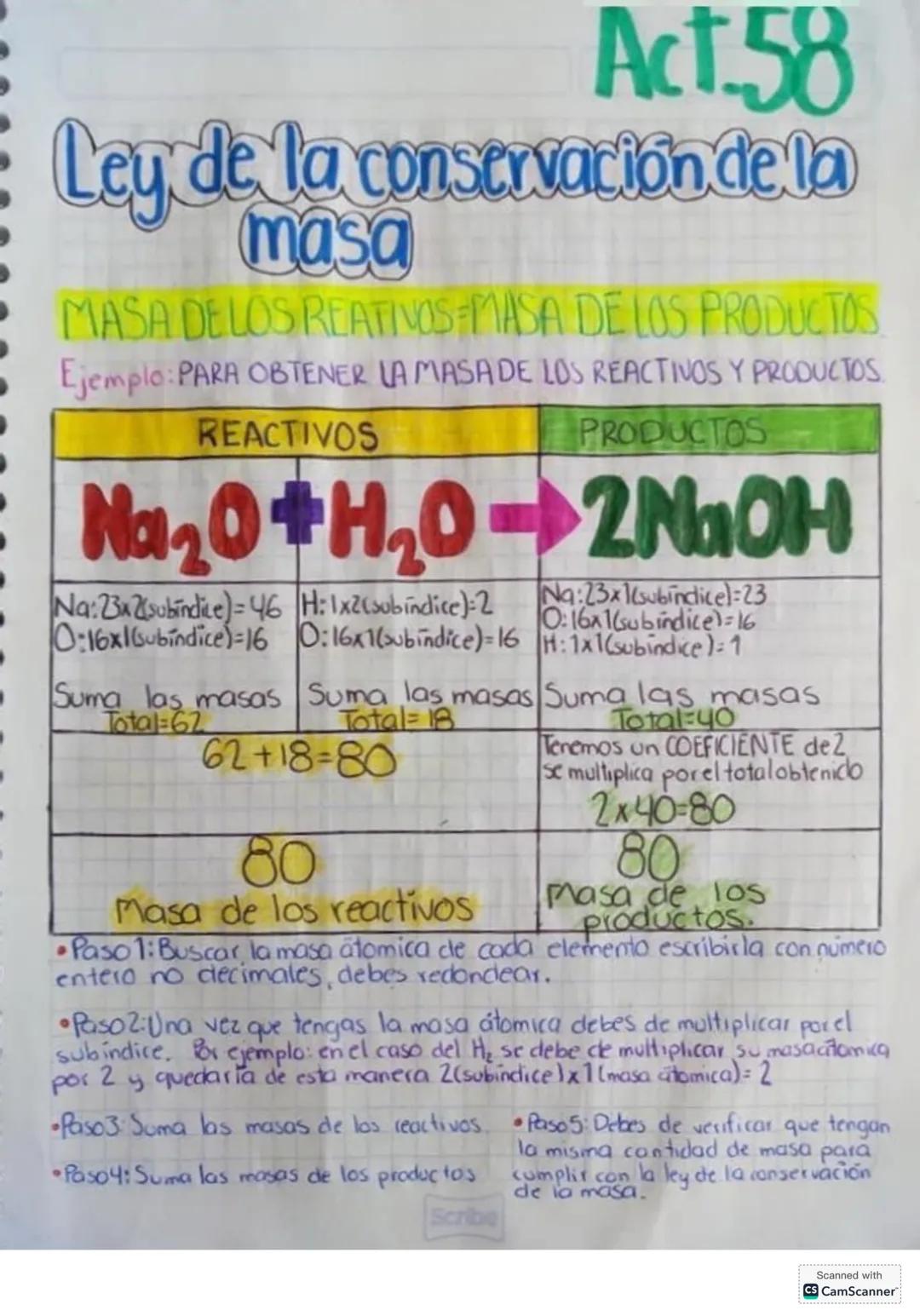 # Act.56
# BALANCEO DE EQUACIONES
## QUIMICAS
El balanceo de ecuaciones tiene como objetivo:
* Que en una ecuación química se tenga la m
