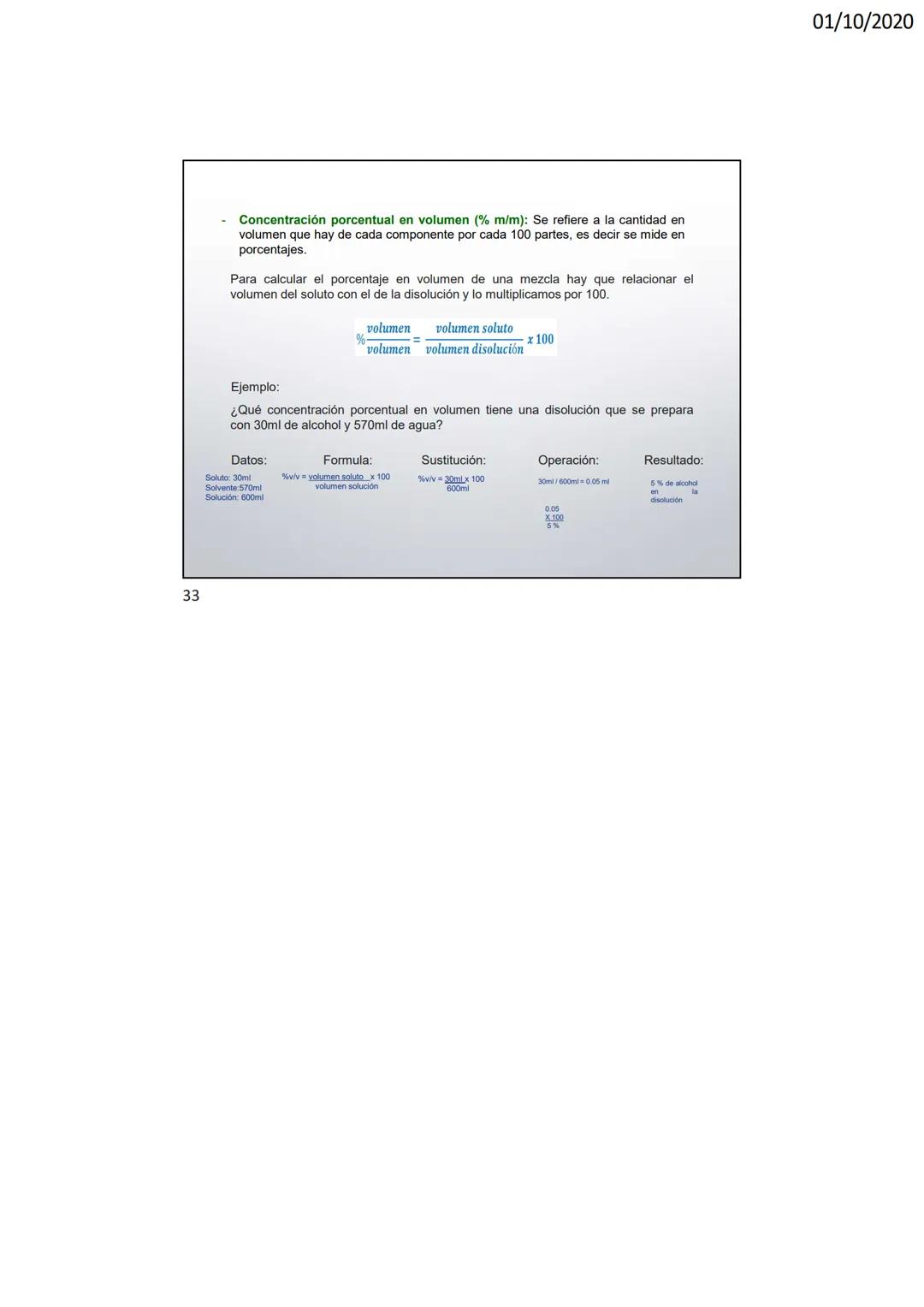 29
30
JUEVES 01 DE OCTUBRE DEL 2020
TEMA
¿Cuál es la importancia de conocer la
concentración de los componentes de una mezcla?
APRENDIZAJES