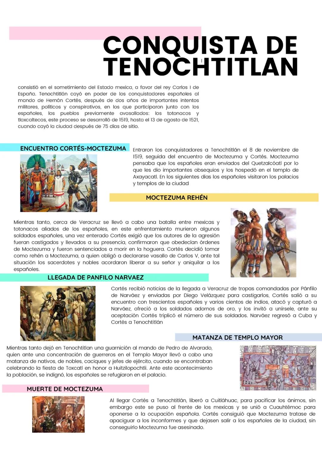 # CONQUISTA DE
# TENOCHTITLAN
consistió en el sometimiento del Estado mexica, a favor del rey Carlos I de
España. Tenochtitlán cayó en pode
