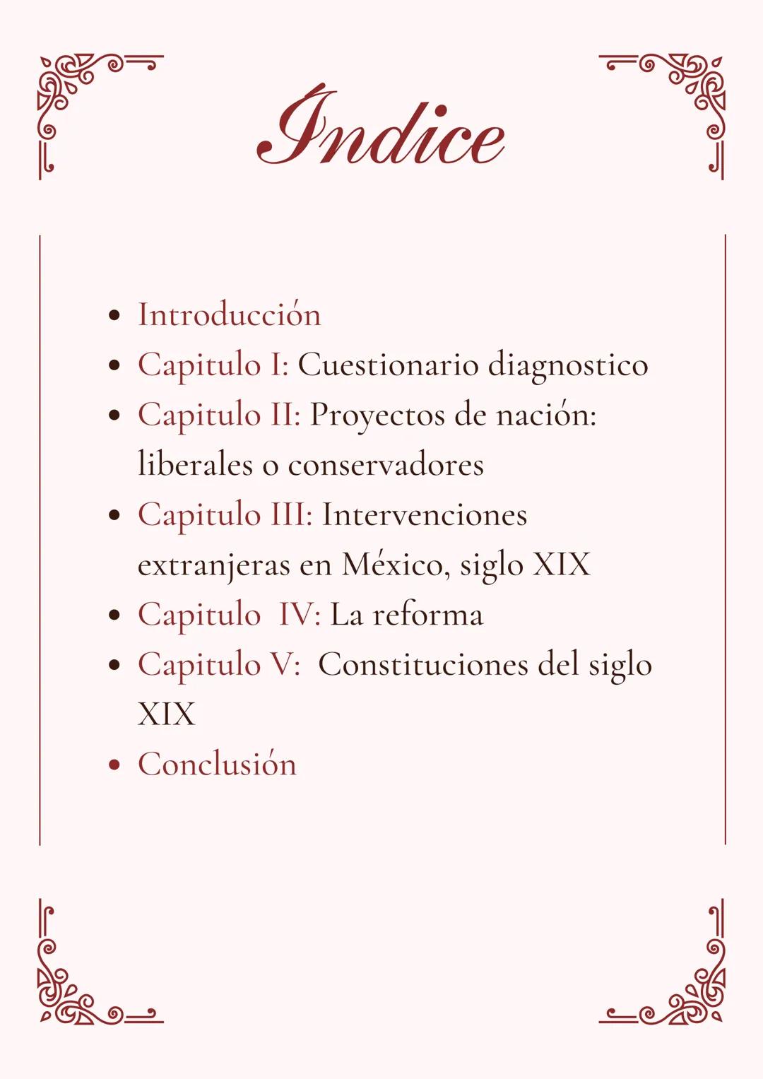 # HISTORIA DEL MÉXICO
CONTEMPORANEO 1 Indice
• Introducción
• Capitulo I: Cuestionario diagnostico
• Capitulo II: Proyectos de nación:
lib