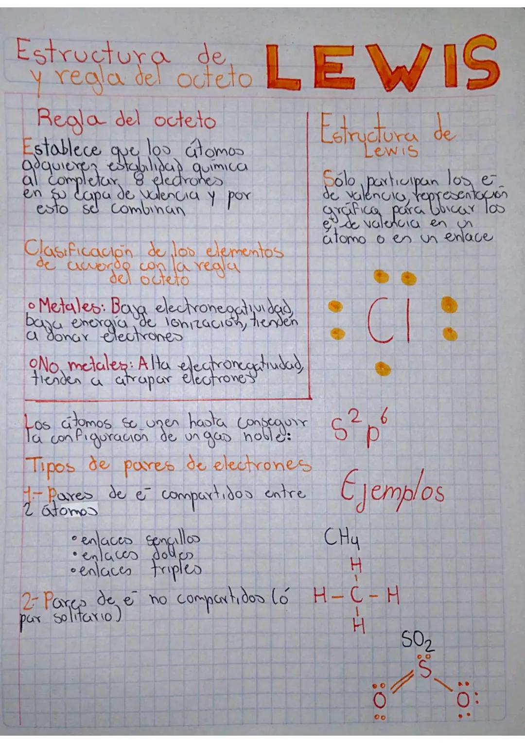 # Estructura de
y regla del octeto LEWIS
Regla del octeto
Establece que los átomos
adquieren estabilidağ química
al completar, 8 eletrones
