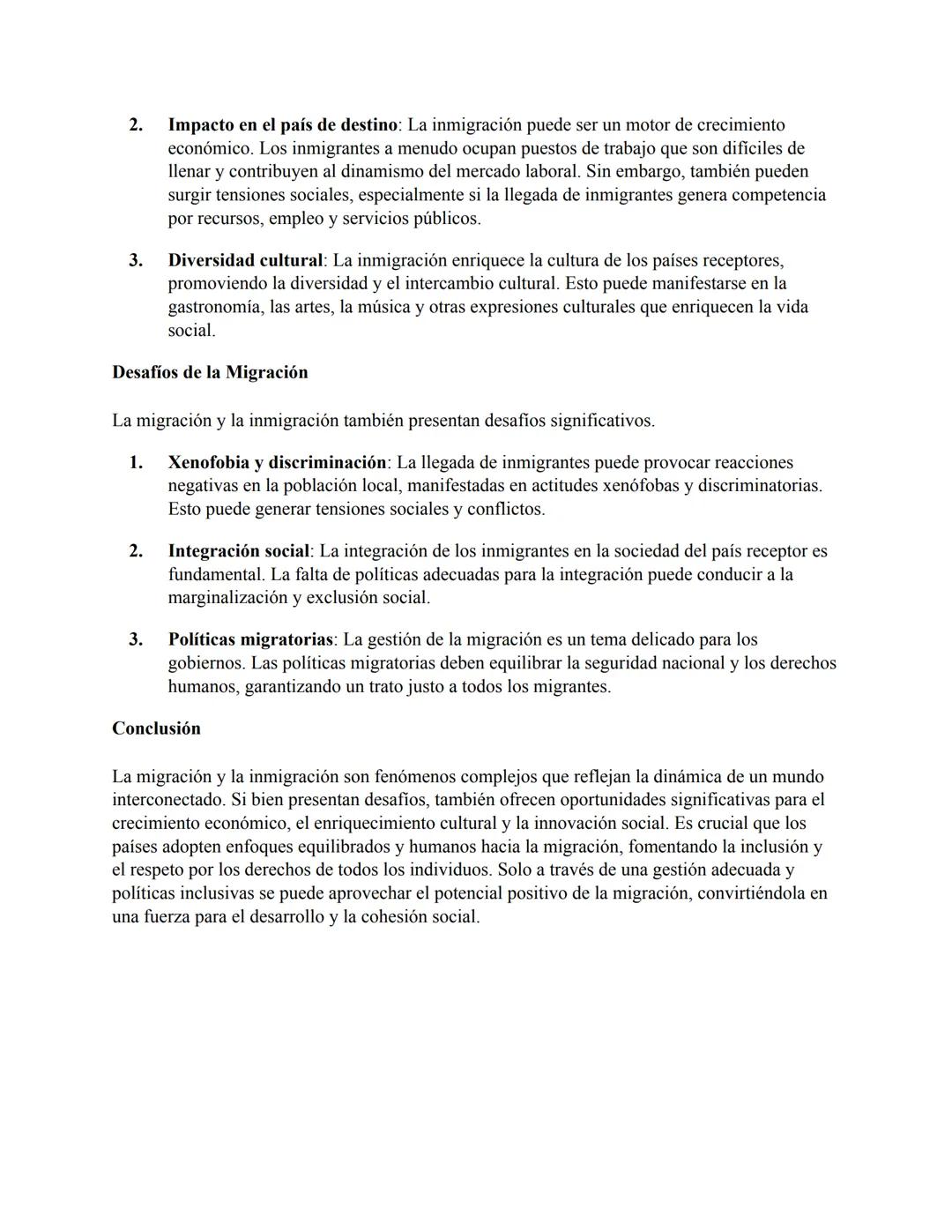 # Migración e Inmigración:
La migración es un fenómeno social, económico y cultural que ha existido a lo largo de la
historia de la humanid